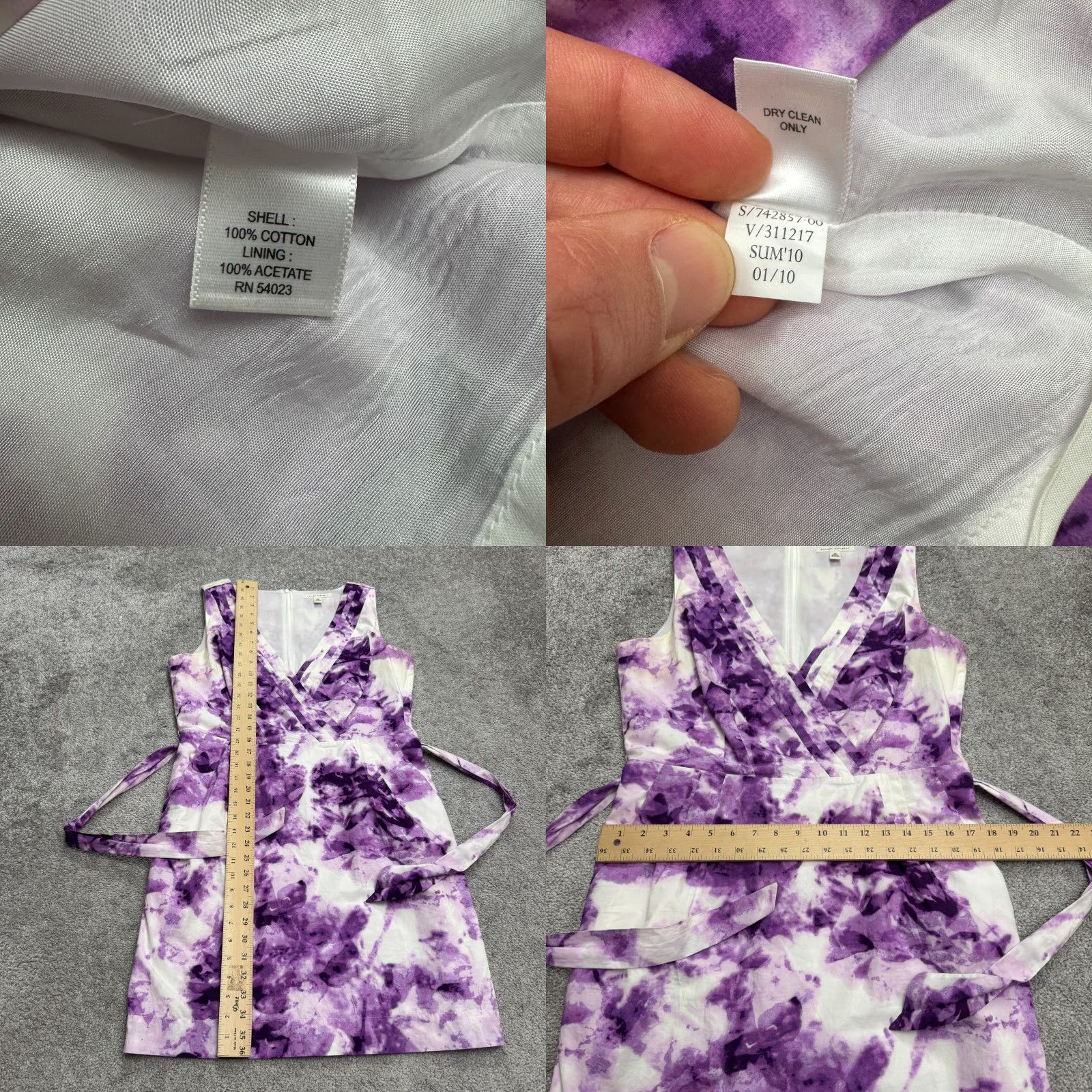 Banana Republic Banana Republic Tie-Dye Pleated Midi Dress Womens 14 Purple Sleeveless V-Neck Size XL / US 12-14 / IT 48-50 - 8 Thumbnail