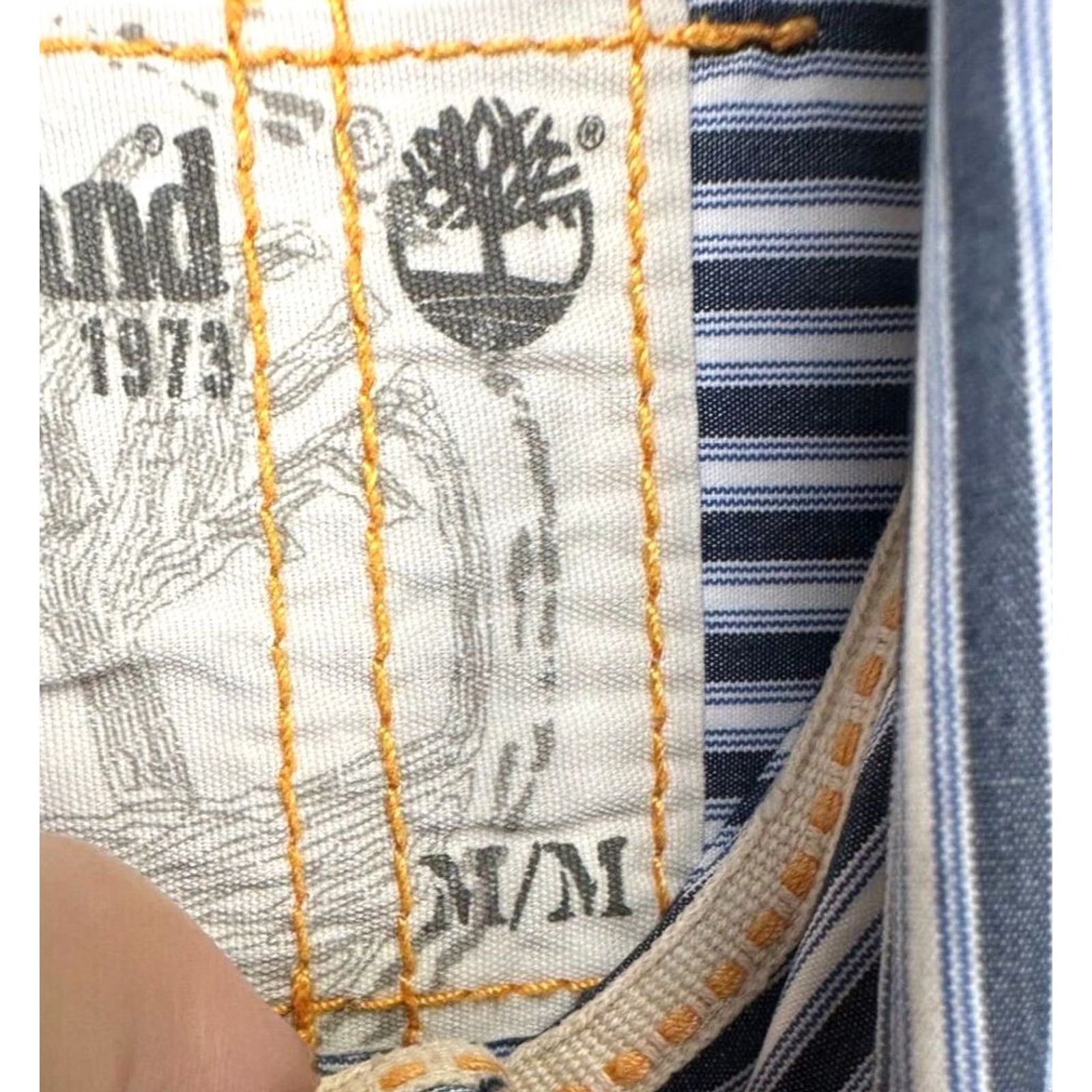Timberland Timberland Button-Up Shirt Adult Medium Blue White Stripe Long Sleeve Pocket Mens Regular Size M Button-Down Size US M / EU 48-50 / 2 - 6 Thumbnail