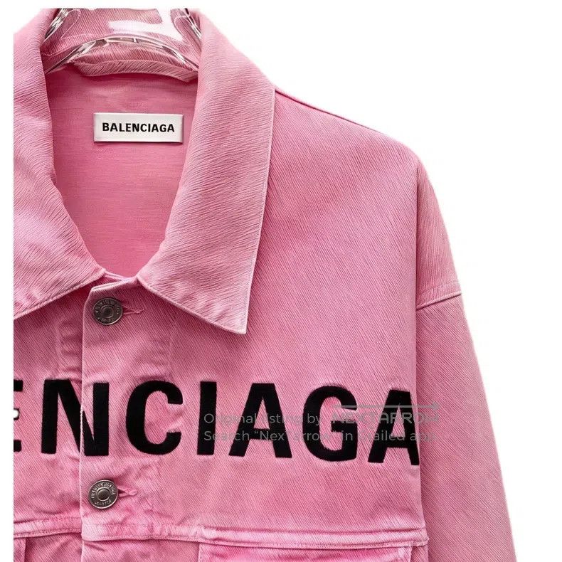 Balenciaga Balenciaga Pink Logo Letter Embroidered Point Collar Singl Size XXS / US 00 / IT 34 - 4 Thumbnail