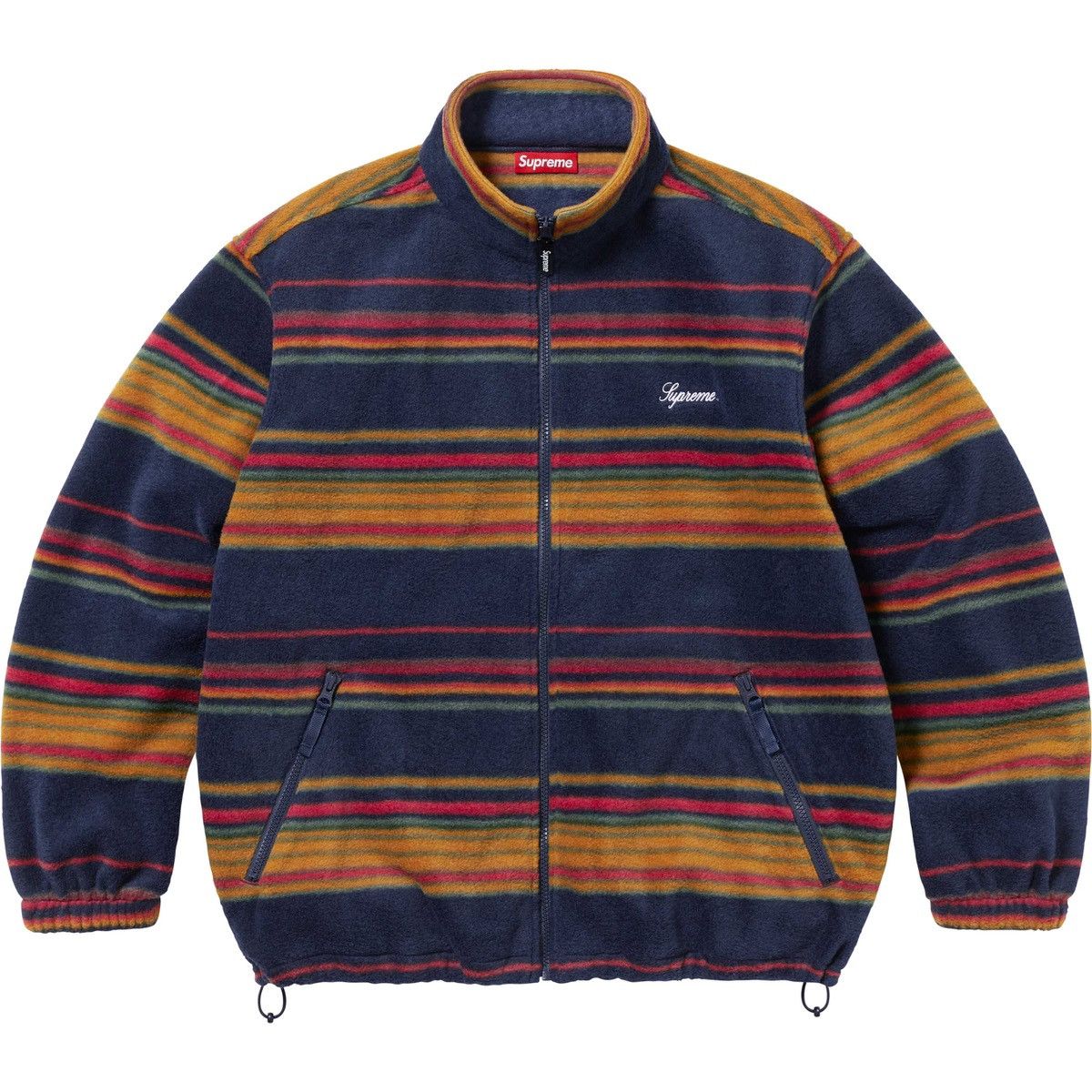 Supreme Supreme Stripe Zip Up Polar Fleece Jacket in Navy Size XL | Grailed