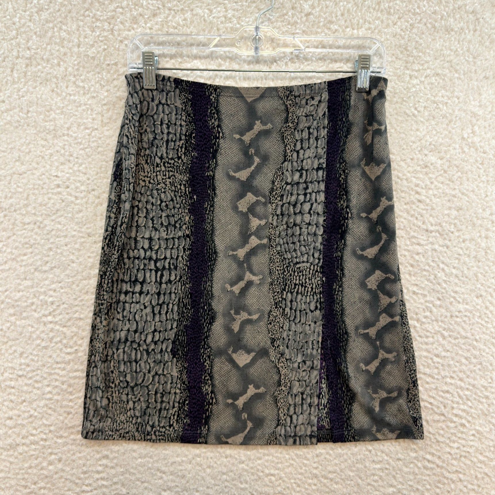 Vintage VINTAGE 90s Y2K Skirt Medium Grey Snakeskin Slinky Stretch Office Corpcore Es Se Womens Size 32" / US 10 / IT 46 - 2 Thumbnail