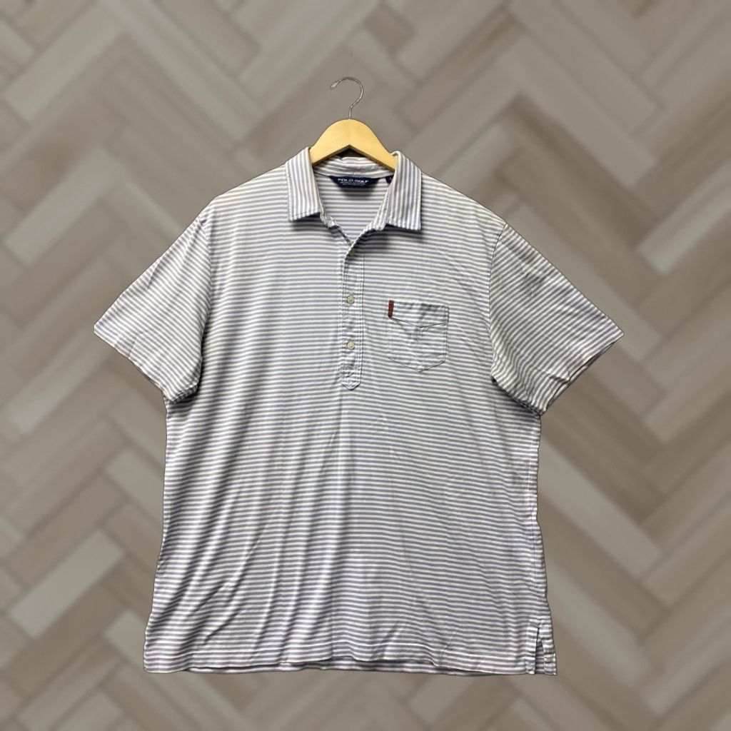 Polo Ralph Lauren Polo Ralph Lauren Men’s Polo Shirt Blue Striped Short Sleeve Button-Up Vintage No Size US L / EU 52-54 / 3 - 1 Thumbnail