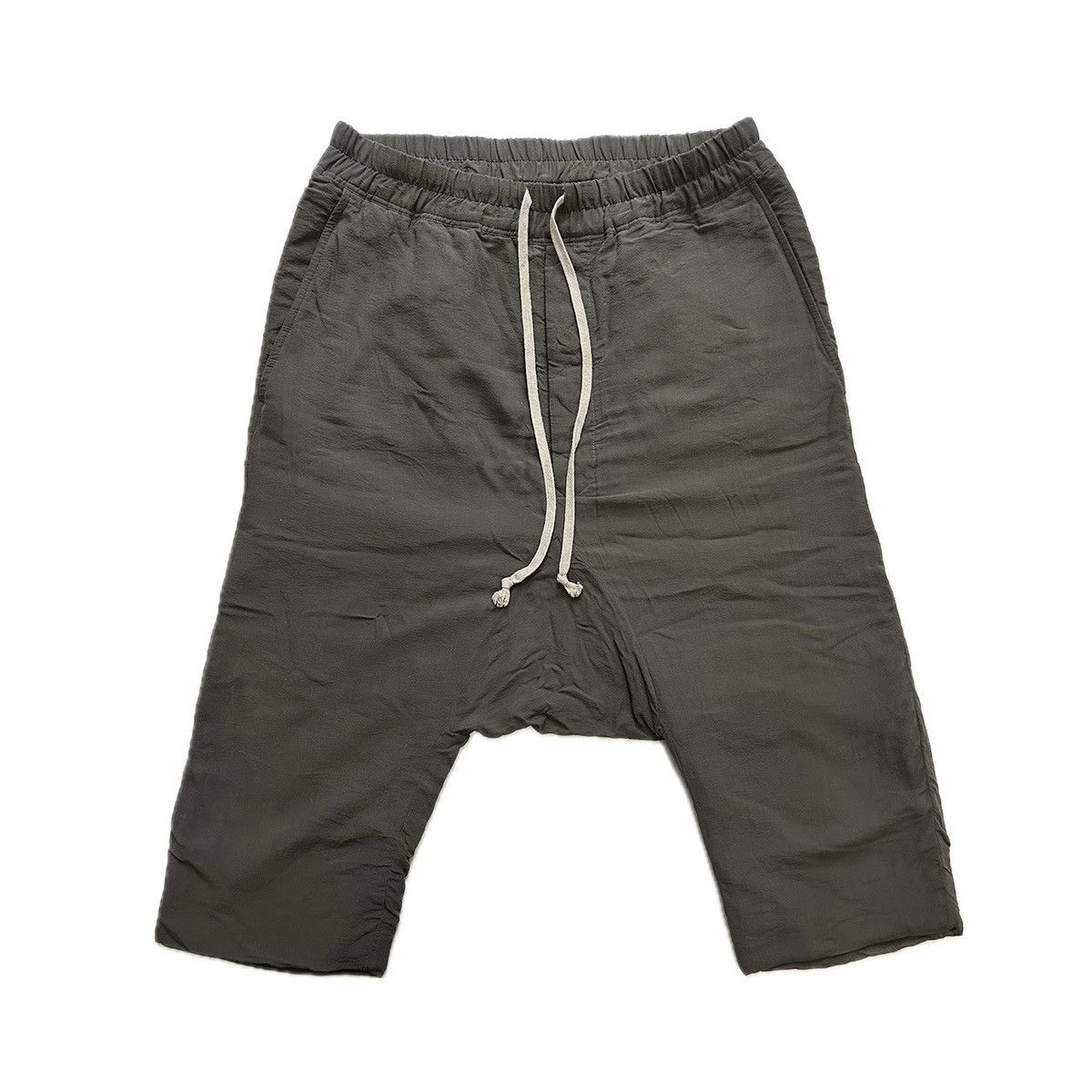 image of Rick Owens Ss12 Naska Silk Dropcrotch Shorts in Dark Dust, Men's (Size 30)