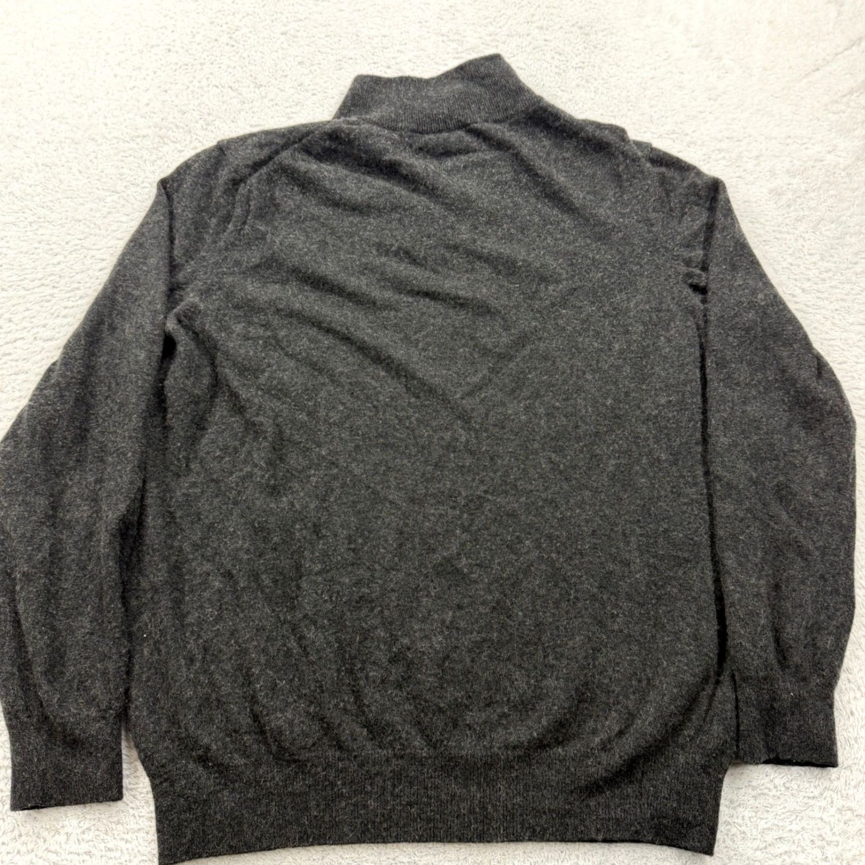 Vintage Mantovani Studio Sweater Charcoal XL Mock Neck Quarter Zip 100% Italian Cashmere Men Knit Pullover Size US XL / EU 56 / 4 - 7 Thumbnail