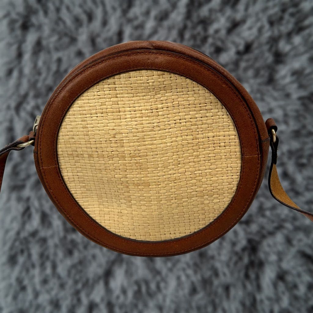 Vintage Most Wanted Crossbody Bag Small Woven Tan Brown Leather Purse Circle Zip Women Size ONE SIZE - 1 Thumbnail