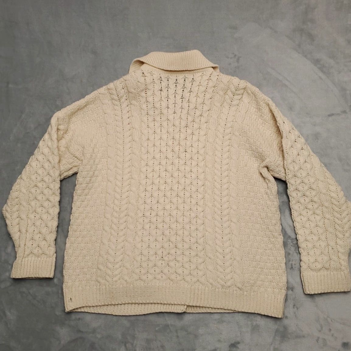 Vintage VINTAGE Carraig Donn Sweater Women Large Cream 100% Wool Cable-Knit Cardigan Ireland Size L / US 10 / IT 46 - 6 Thumbnail