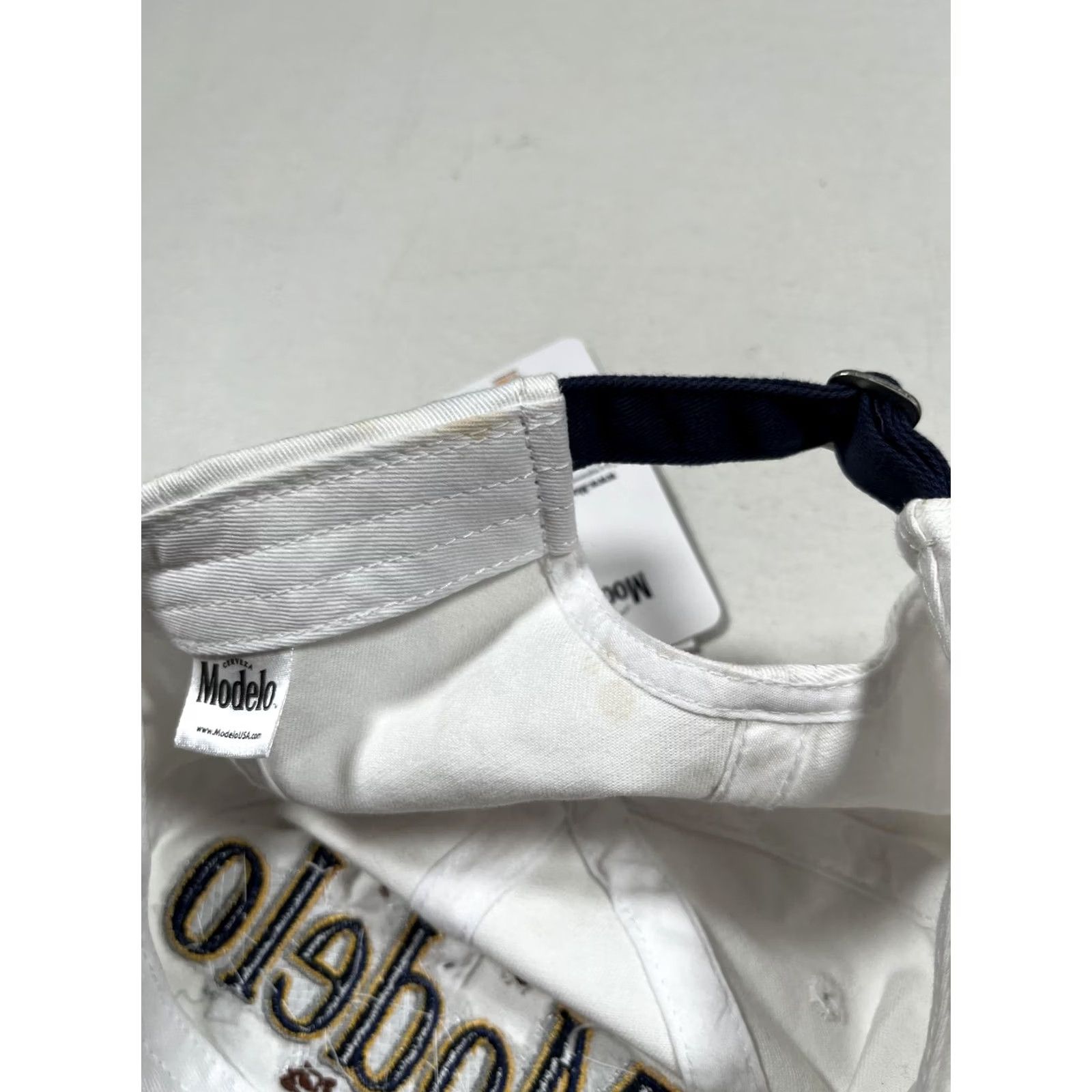 Logo 7 Modelo Hat Cap Strap Back Mens One Size White Navy Twill Baseball Beer Logo Size ONE SIZE - 7 Thumbnail