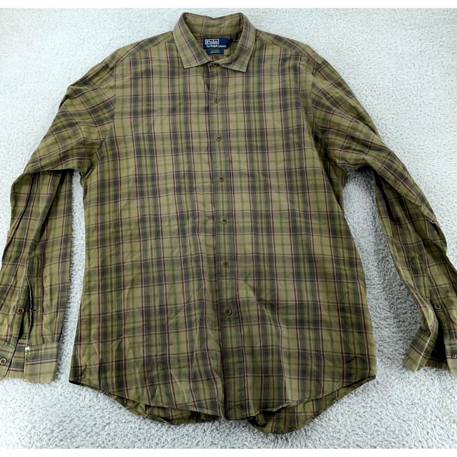 Polo Ralph Lauren Polo Ralph Lauren Shirt Mens XL Green Plaid Estate Custom Fit Collared Button Up Size US XL / EU 56 / 4 - 2 Thumbnail