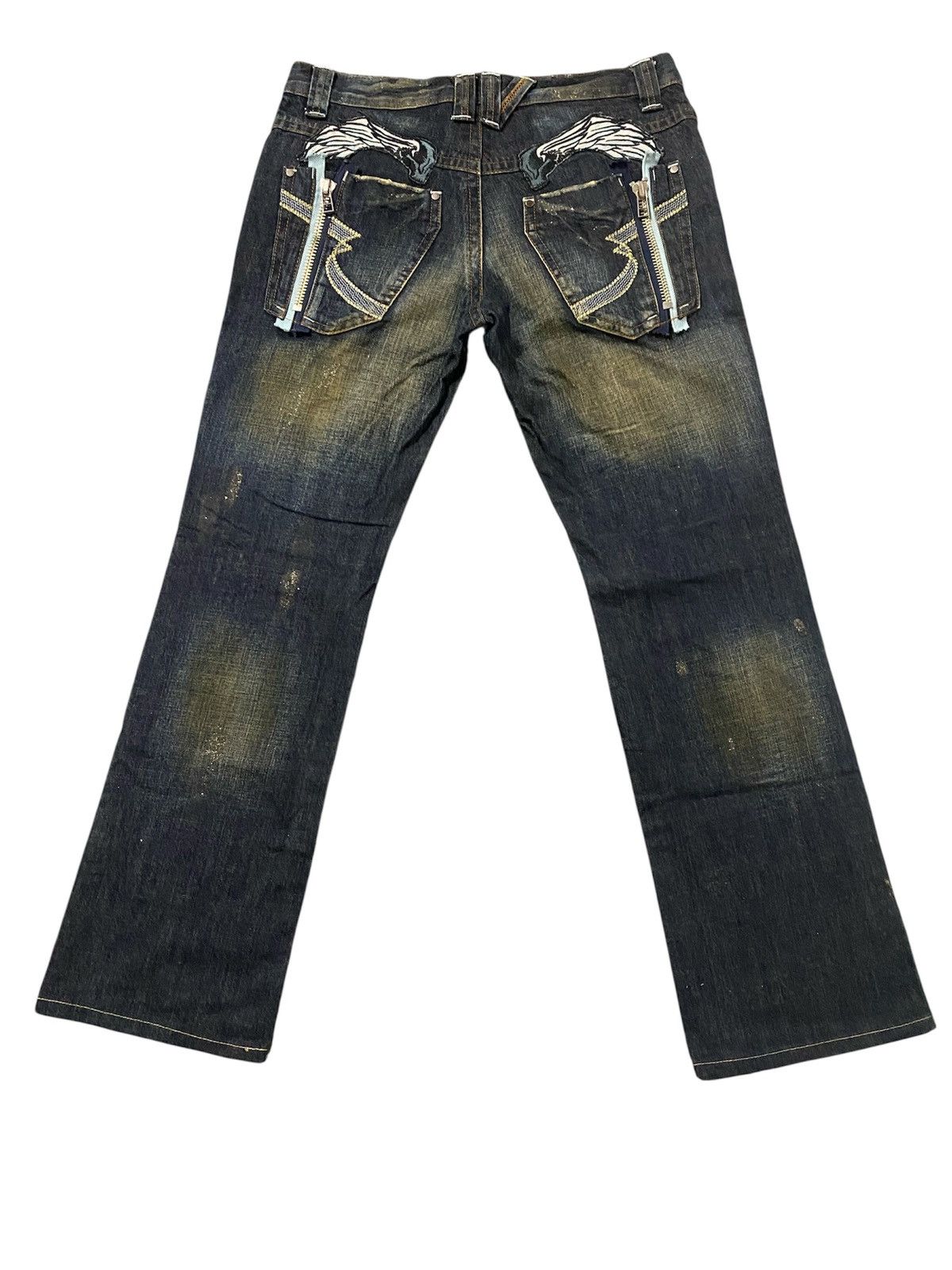 Japanese Brand Semantic Design Nicely Faded Zipper Back Pocket Jeans Size US 34 / EU 50 - 2 Thumbnail