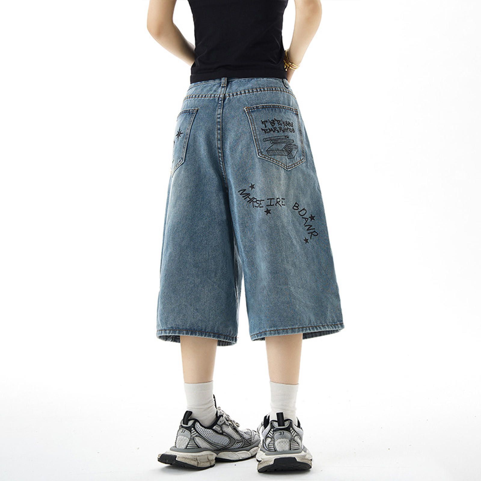 Jean Graffiti Graphic Wide Leg Jorts Size US 32 / EU 48 - 5 Thumbnail