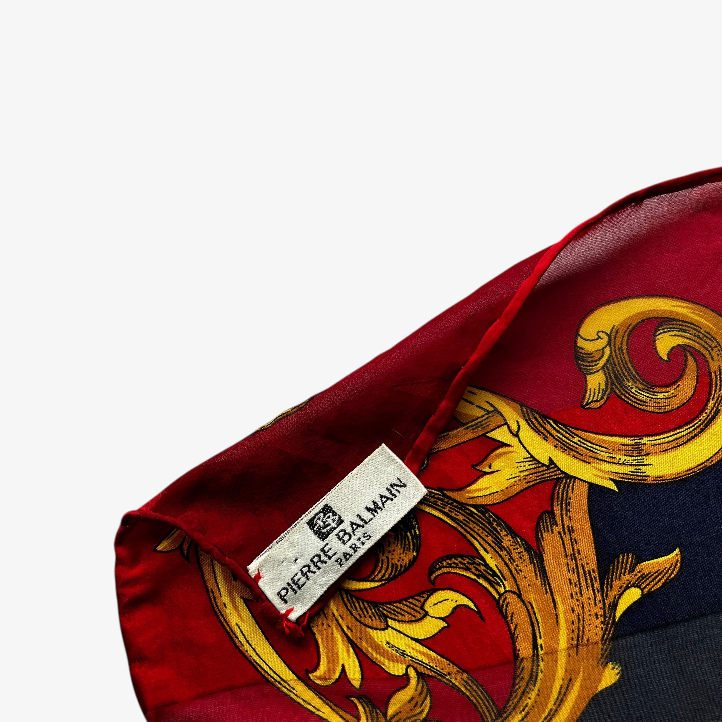 Balmain Vintage 80s Pierre Balmain Medallion & Polka Dot Silk Scarf Size ONE SIZE - 2 Thumbnail