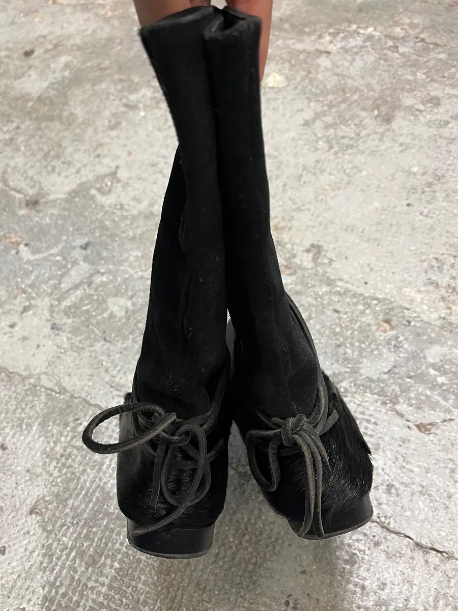 Marithe + Francois Girbaud Marithé + François Girbaud Black Ankle Suede Leather Pony Hair Boots Size US 6.5 / IT 36.5 - 3 Thumbnail