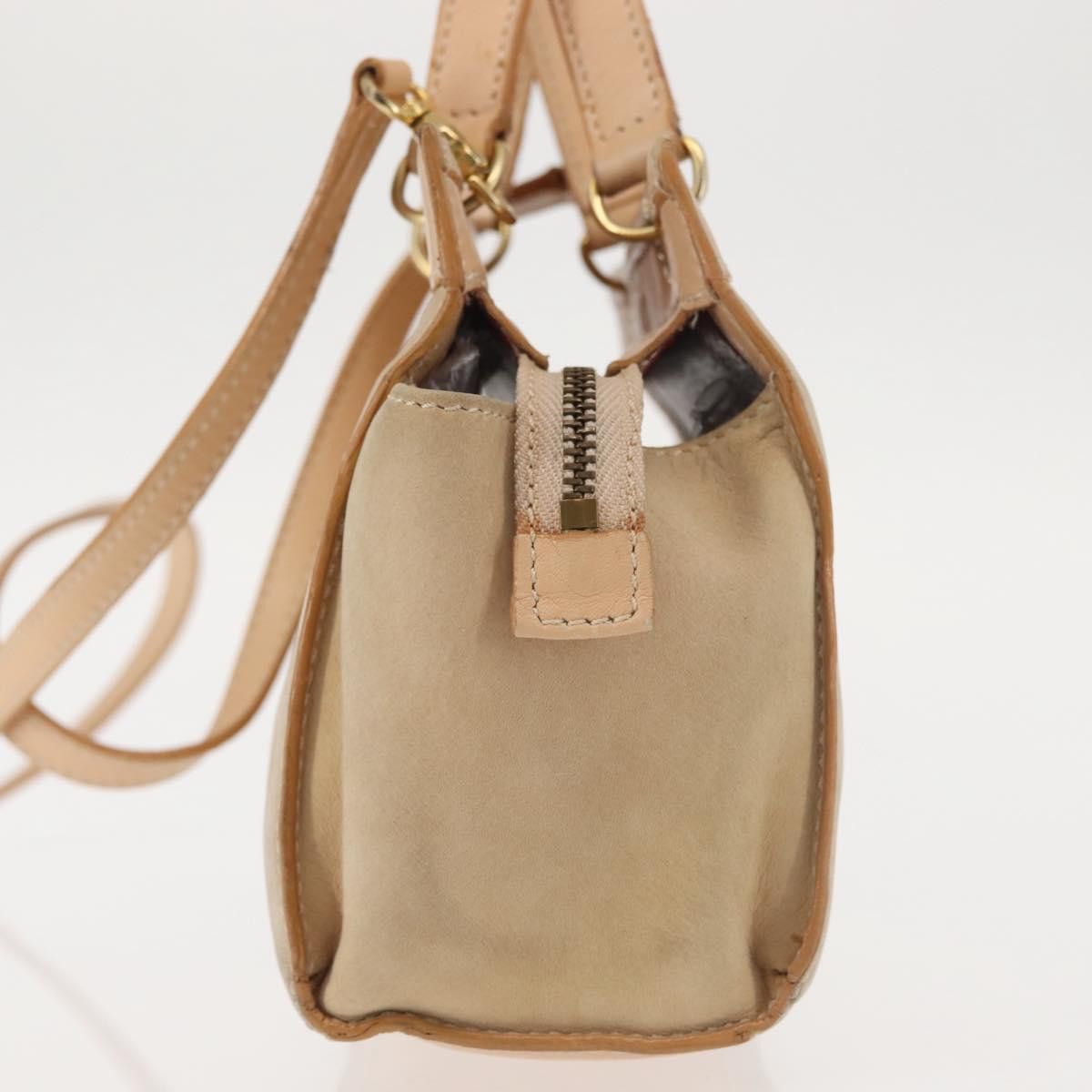 Celine CELINE Shoulder Bag Suede Leather Beige Gold Size ONE SIZE - 4 Thumbnail