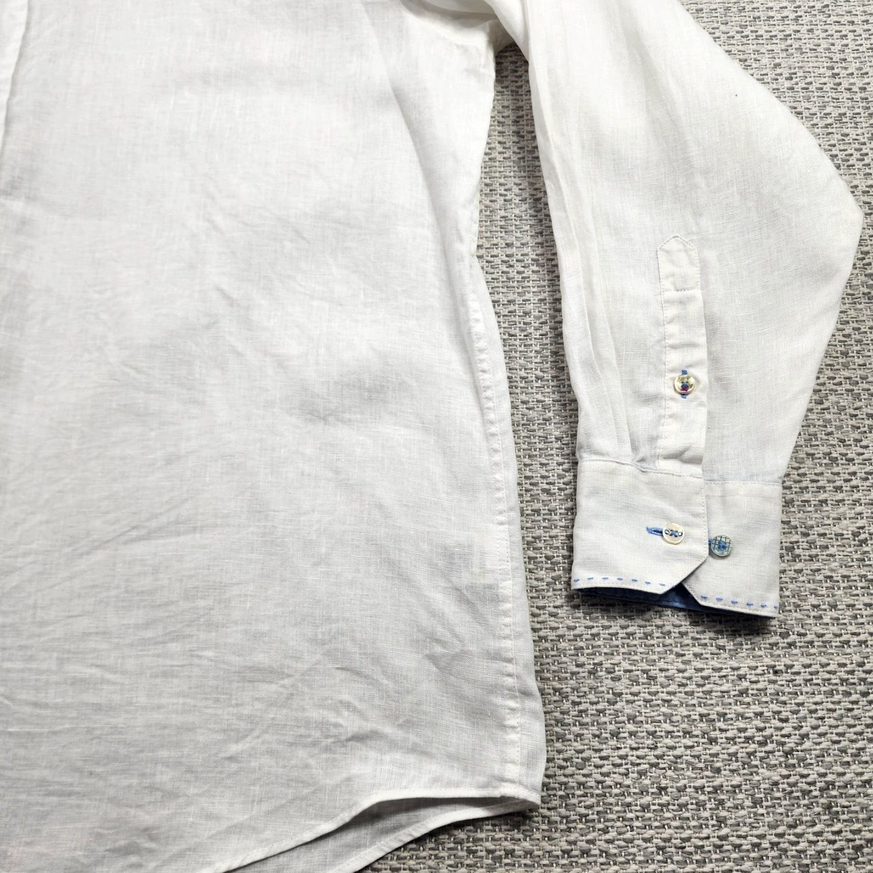 BUGATCHI Bugatchi Uomo Shirt Mens 2XL White Linen Long Sleeve Embroidered Button Up Size US XXL / EU 58 / 5 - 2 Thumbnail