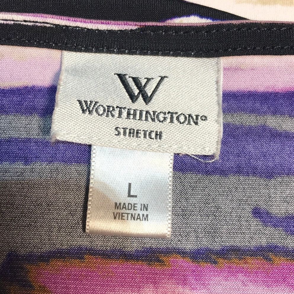 Worthington Worthington Striped Scoop Neck Cap Sleeve Blouse L Size L / US 10 / IT 46 - 3 Thumbnail
