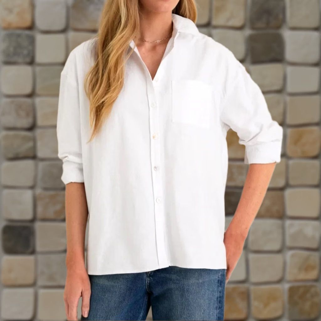 Vintage NWOT Pomander Place Women's White Oxford Adair Boyfriend Shirt M Size M / US 6-8 / IT 42-44 - 1 Thumbnail
