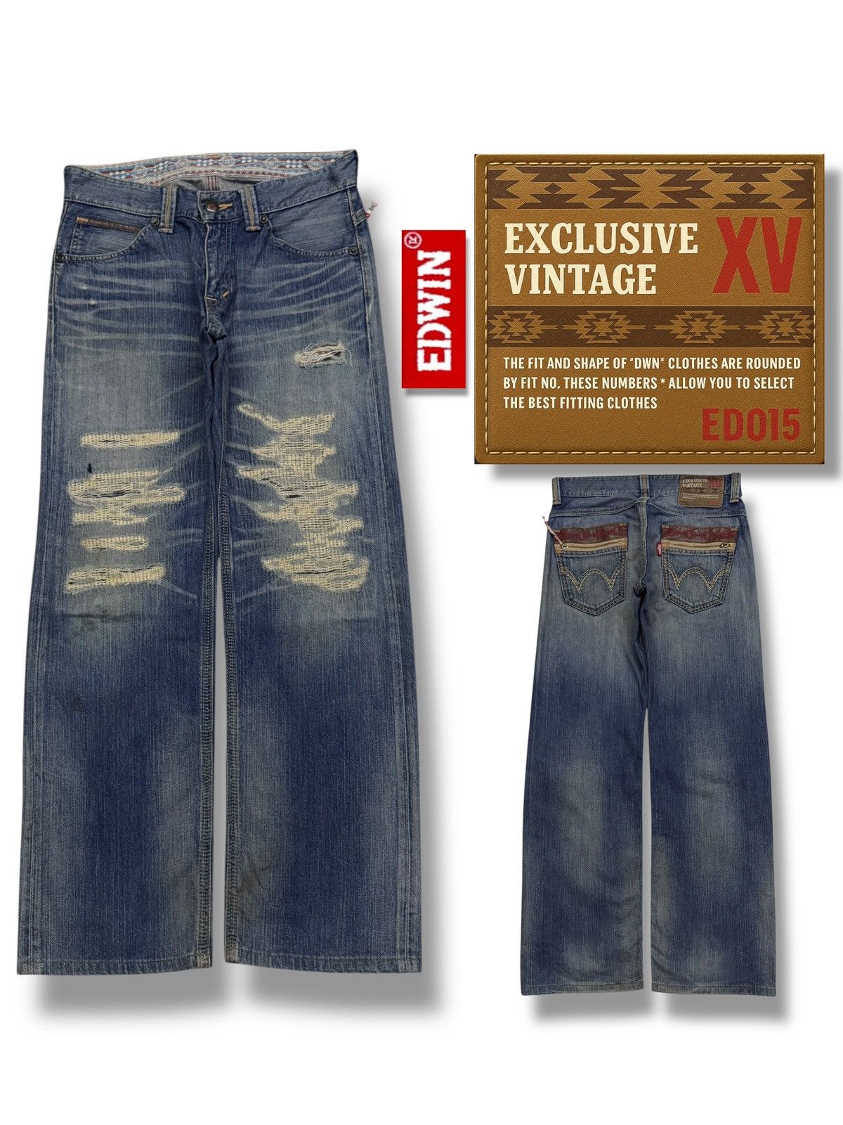 Edwin Vintage 00s Edwin 444XVS Exclusive Vintage Denim Jeans | W32 Size US 32 / EU 48 - 1 Thumbnail