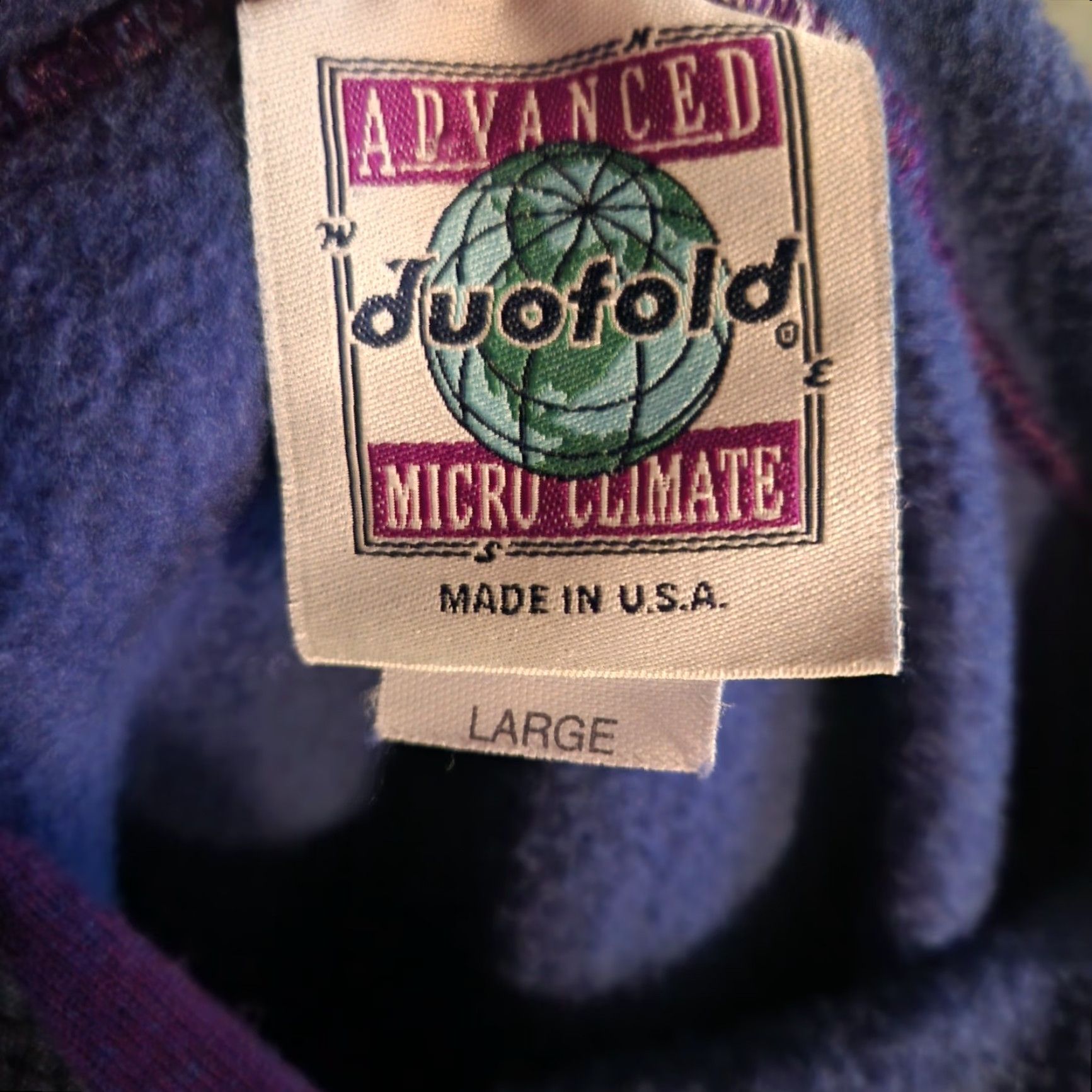 Vintage VINTAGE Duofold Hoodie Pullover Unisex Adults Size L Purple 90s Advance Micro Climate / Hooded Pockets Logo Size US L / EU 52-54 / 3 - 7 Thumbnail