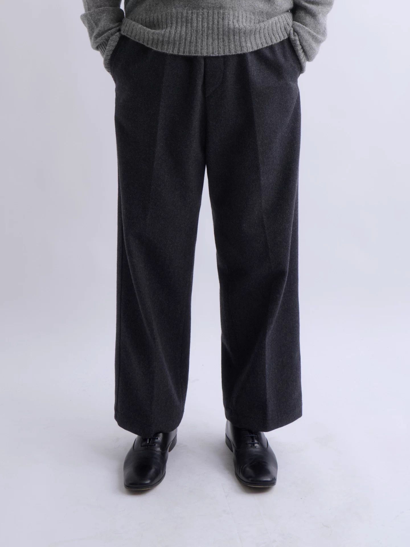 OAMC OAMC Dark Gray Wool Drawstring Straight Pants Vintage Size US 34 / EU 50 - 1 Thumbnail