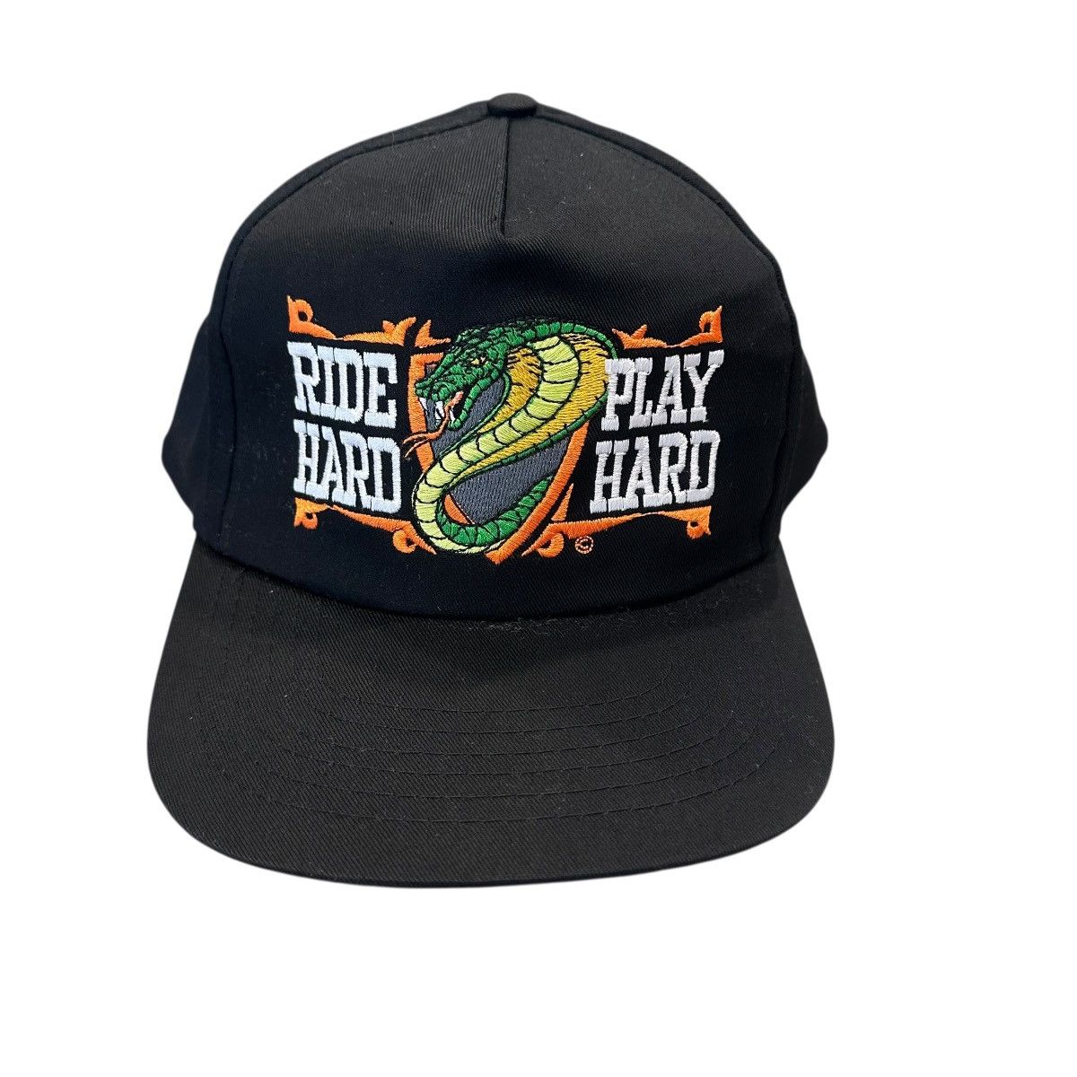 Vintage Vintage 1990s Ride Hard Play Hard biker trucker SnapBack cap Size ONE SIZE - 2 Thumbnail