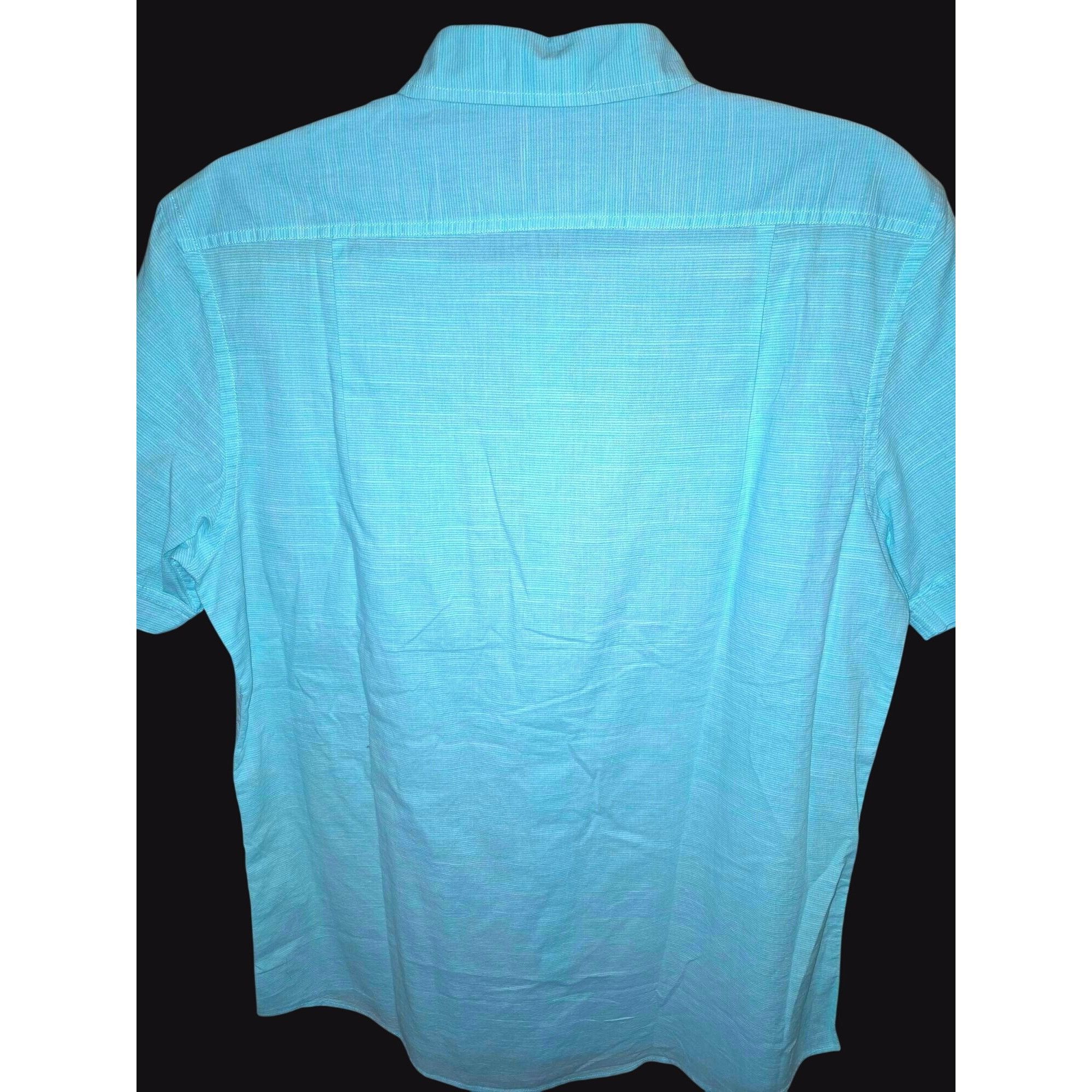 Izod Izod Mens Teal Short Sleeve Button-Up Shirt W/Dual Pockets E Size US L / EU 52-54 / 3 - 6 Thumbnail