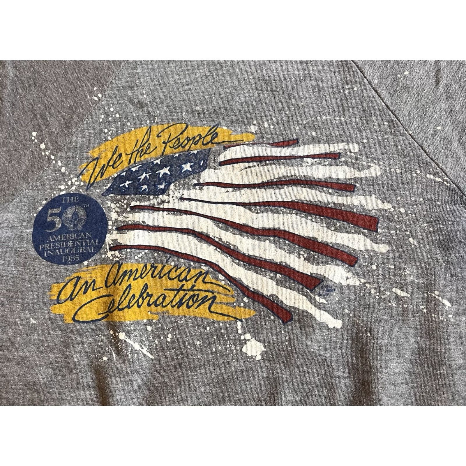 Vintage VINTAGE Ronald Reagan 1985 Inauguration Sweatshirt Men’s M Grey 80s Jerzees by Russell Graphic Print Crew Neck Raglan USA Flag 80s Classic Retro Size US S / EU 44-46 / 1 - 3 Thumbnail