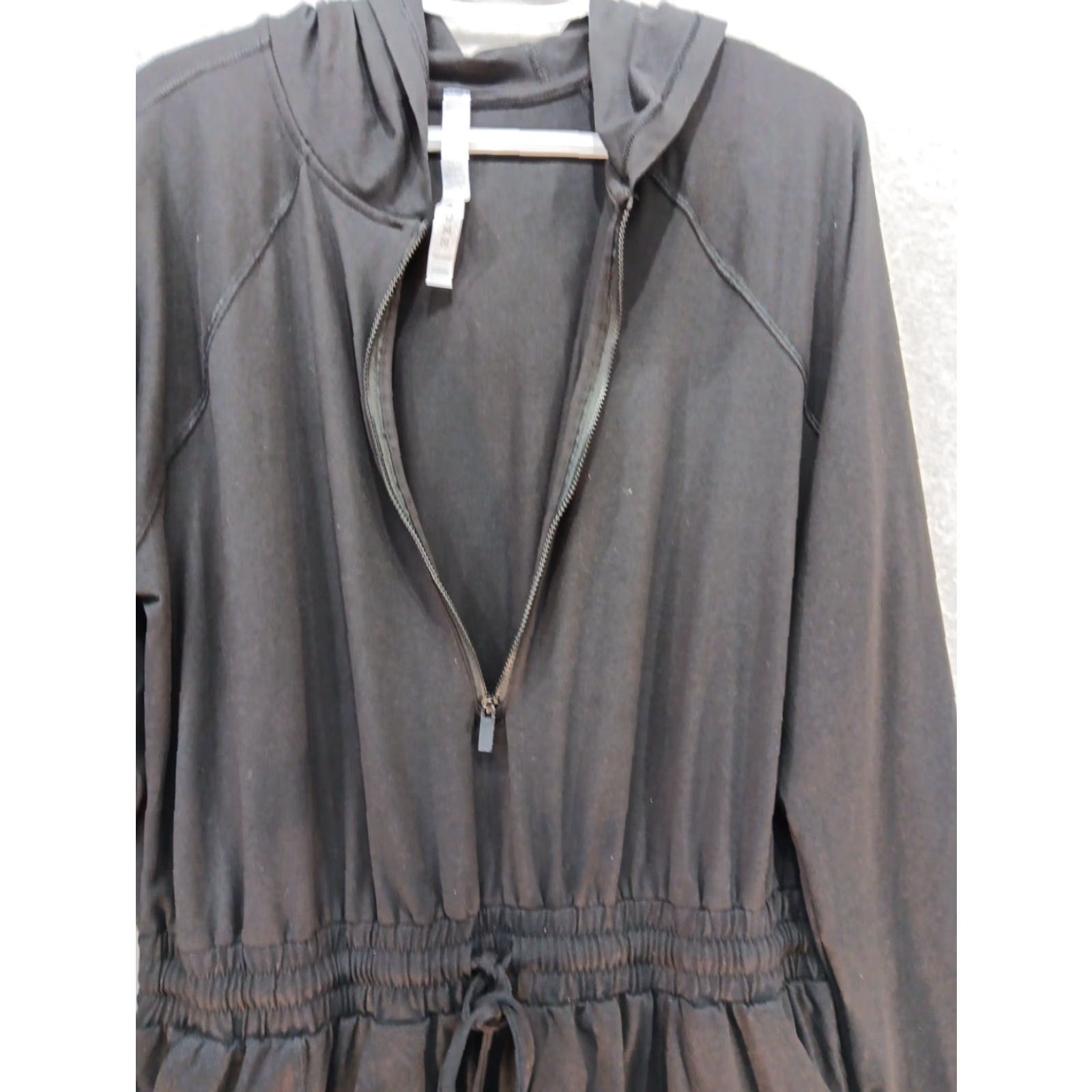 Vintage Rae Mode Women's Romper Hoodie Dress 2XL Black Long Sleeve Zipper Elastic Waist Drawstring Size XXL / US 16-18 / IT 52-54 - 6 Thumbnail