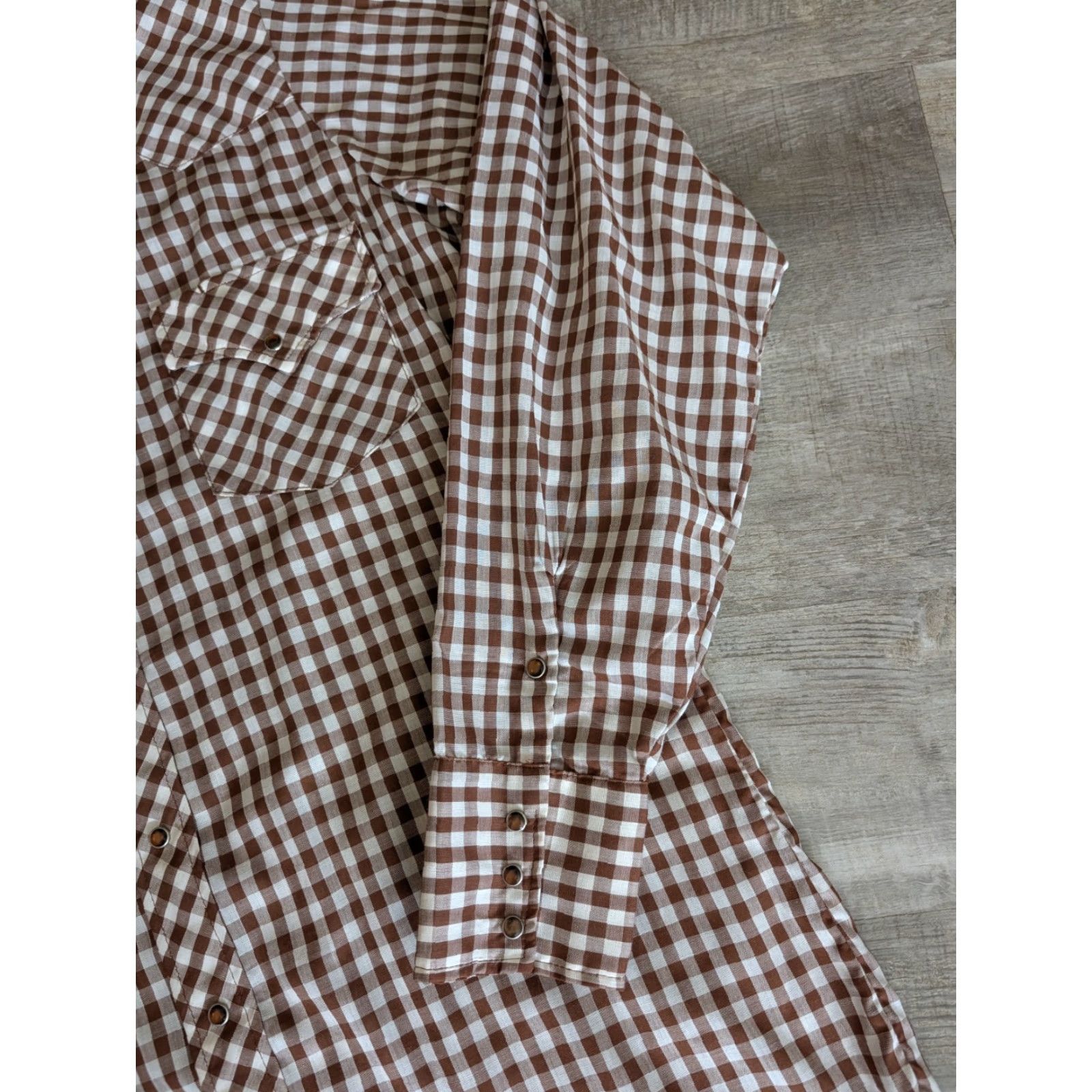 Sears Vintage Sears Western Wear Pearl Snap Shirt Brown Plaid Check XL Tall Mens Size US XL / EU 56 / 4 - 3 Thumbnail