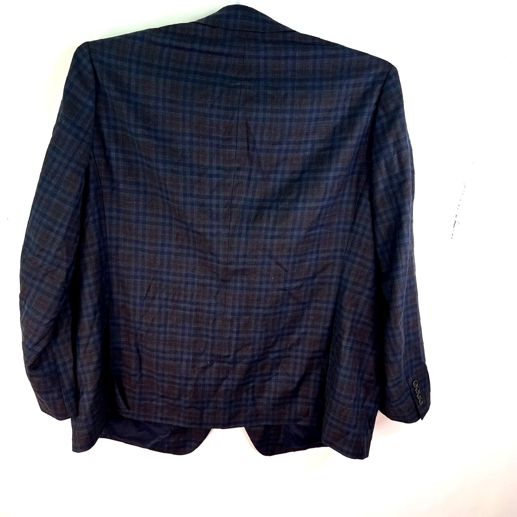 Bonobos VINTAGE Bonobos Men’s Suit Jacket 54 Blue/Green Plaid Wool Blend Single-Breasted Business Casual Size 54R - 4 Thumbnail