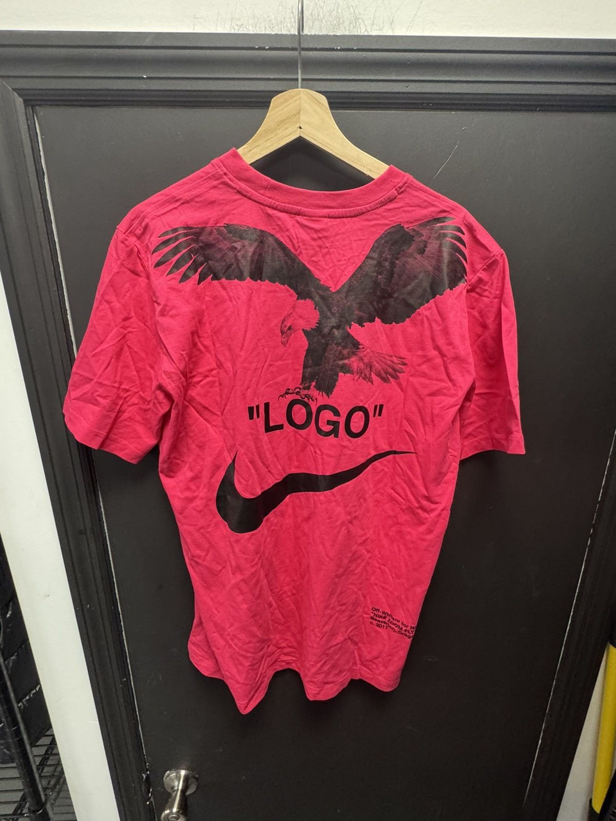 Nike × Off-White OFF-WHITE x Nike NRG A6 Tee Pink Rush/Black Size US L / EU 52-54 / 3 - 2 Thumbnail