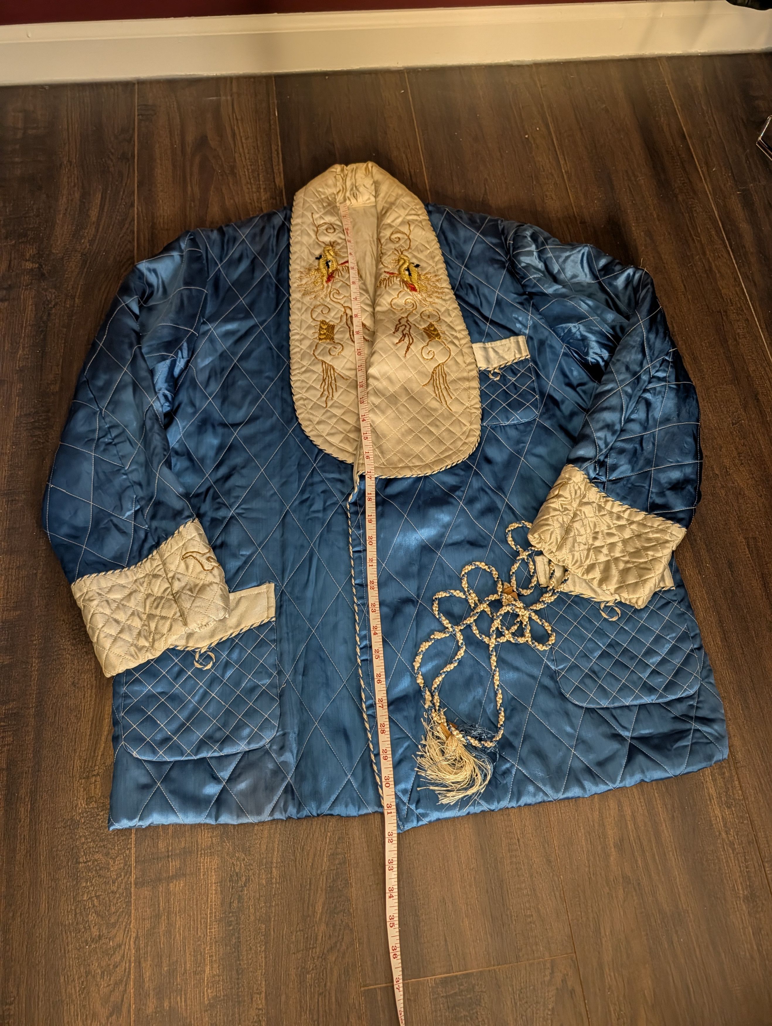 Japanese Brand VTG Dragon Embroidered Souvenir Smoking Jacket Tassel Tie Size US L / EU 52-54 / 3 - 14 Thumbnail