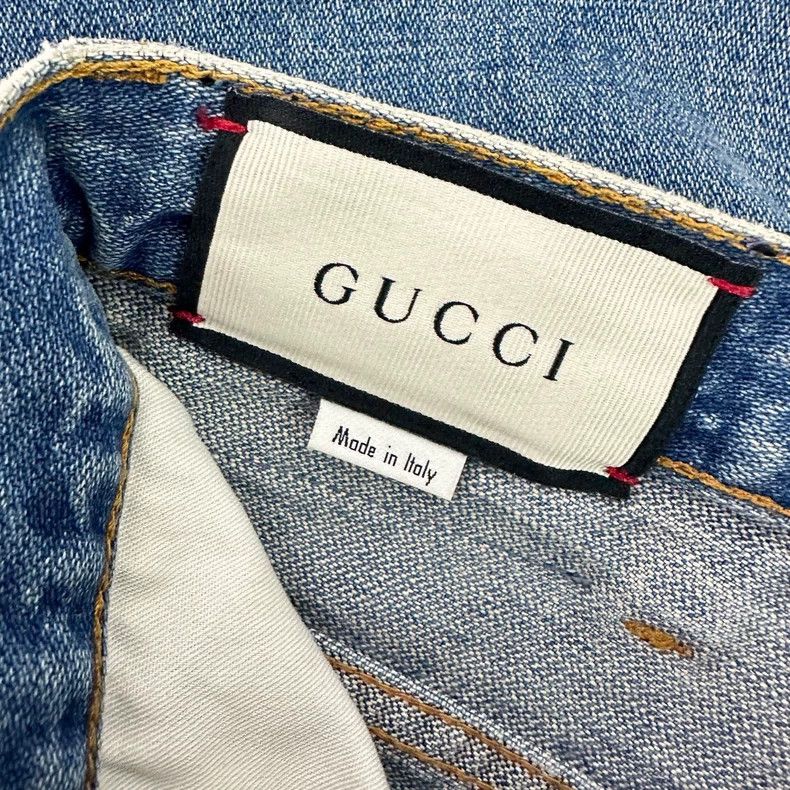 Gucci Gucci Size 28 Women's logo strawberry embroidery blue denim Size 42" / US 20 - 4 Thumbnail
