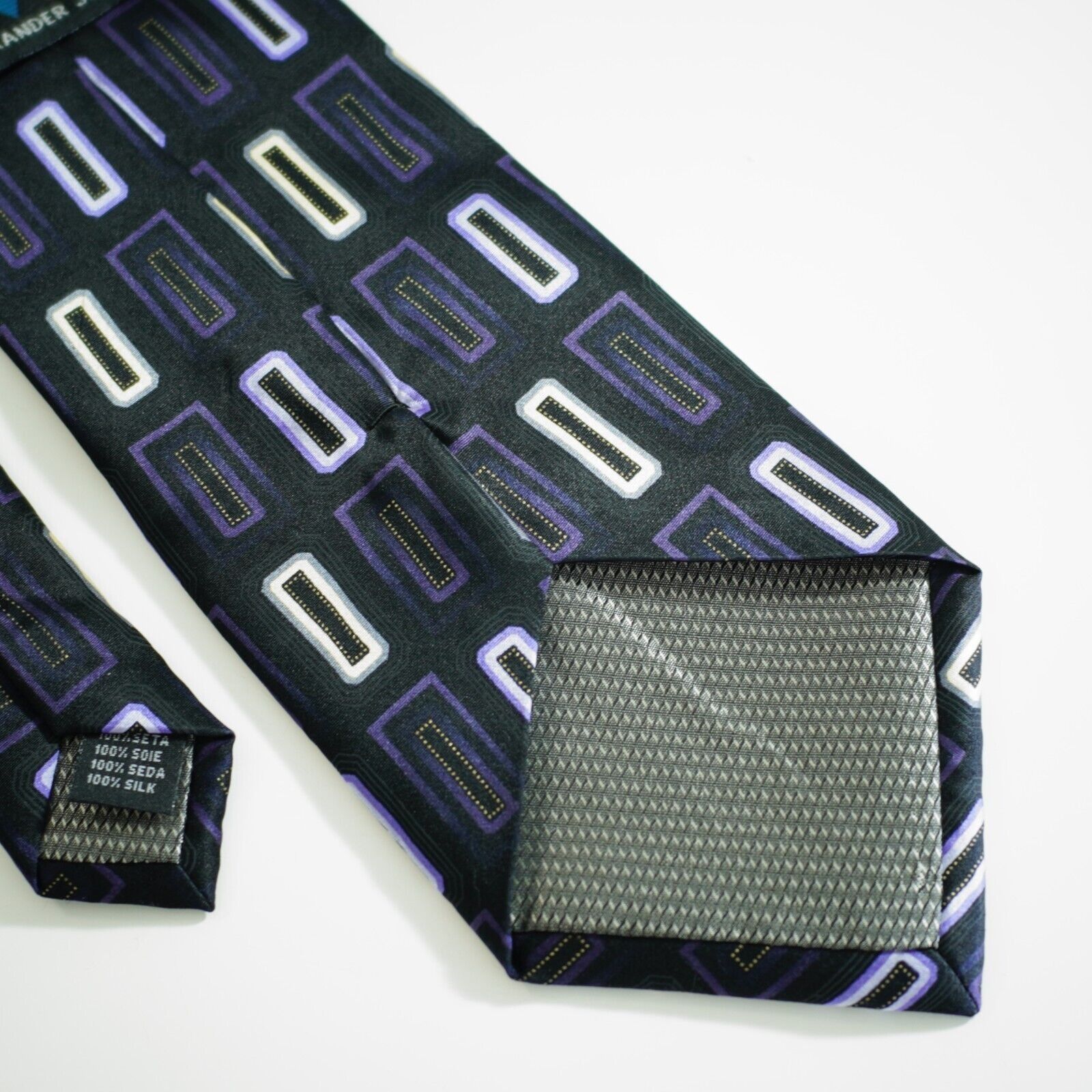 Alexander Julian Alexander Julian Gray Purple Yellow Geometric Print Silk Ti Size ONE SIZE - 5 Thumbnail