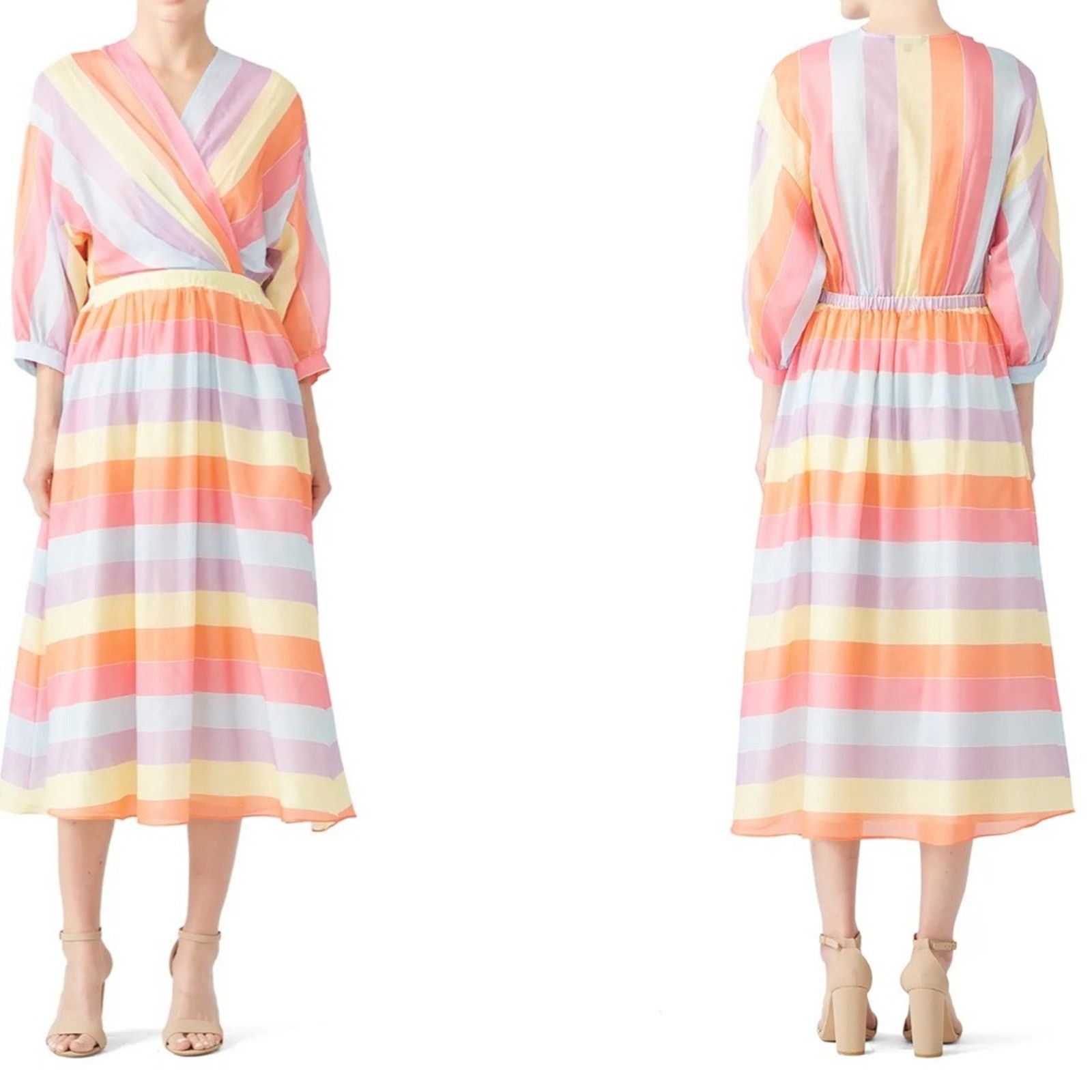 Tara Jarmon Tara Jarmon Rainbow 3/4 Sleeve Midi Dress Sz 38 / US 6 Size XS / US 0-2 / IT 36-38 - 1 Thumbnail