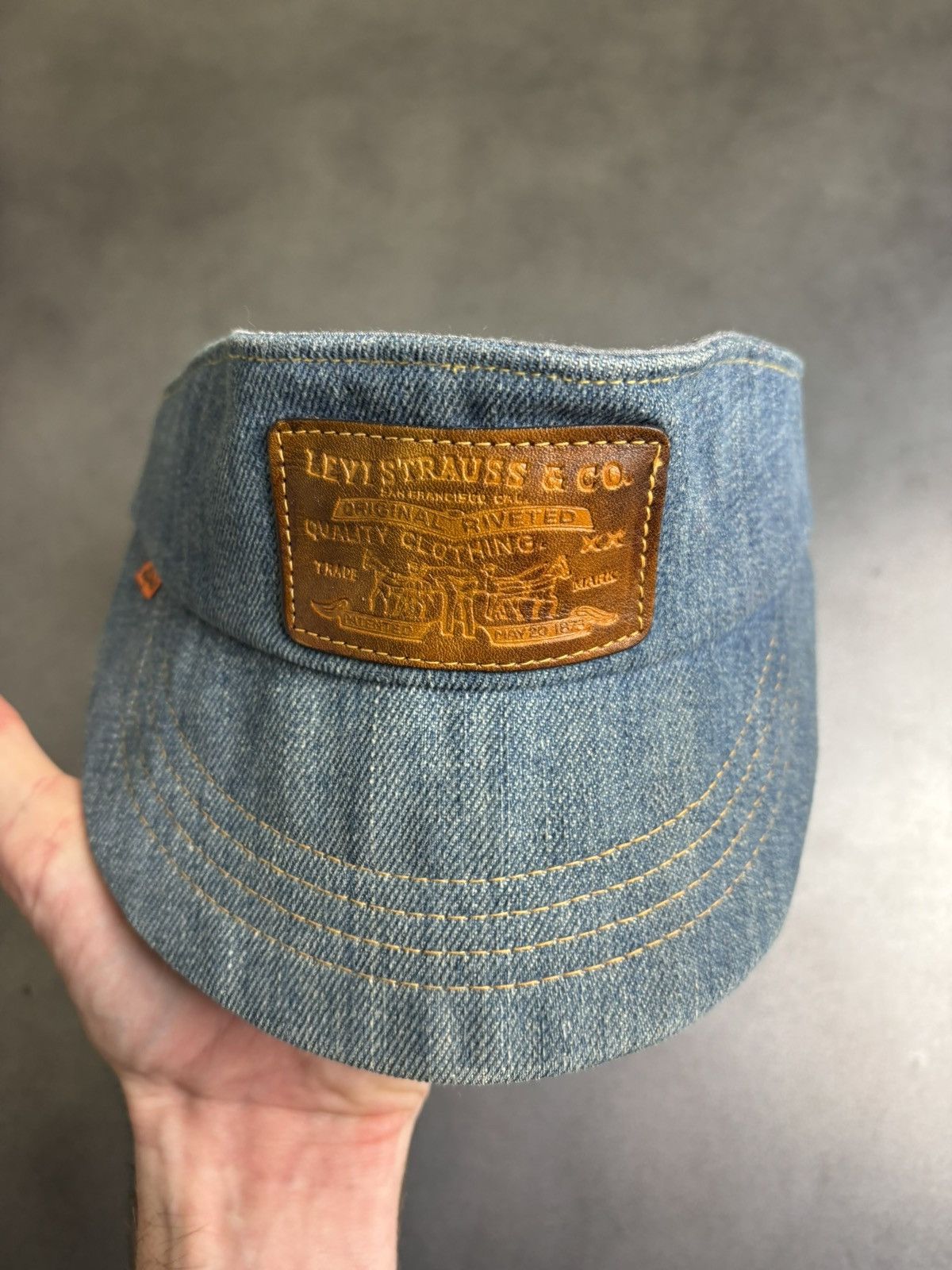 Levi's 1970s Levi's Orange Tab Hat 70s Vintage Levis Denim Visor US Size ONE SIZE - 7 Thumbnail