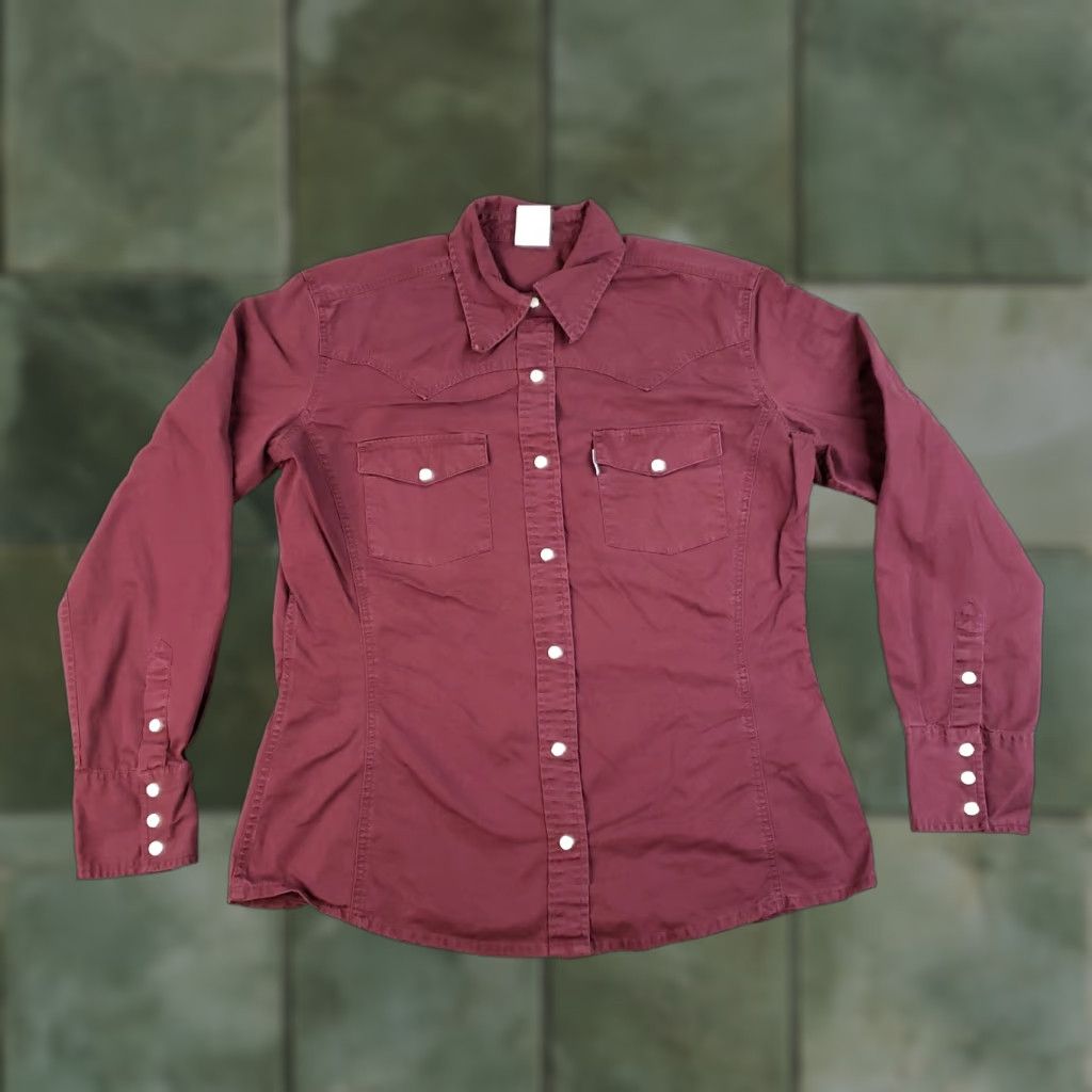 Carhartt Carhartt Women's Medium Red Pearl Snap Western Long Sleeve Button-Up Shirt Size M / US 6-8 / IT 42-44 - 1 Thumbnail