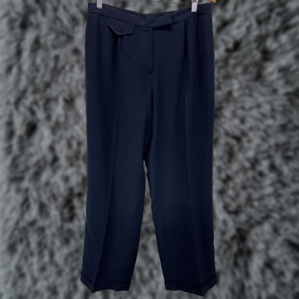 Ralph Lauren VINTAGE Lauren Ralph Lauren Wide Leg Pants Women’s 14W Plus Navy Worsted Wool Lined USA Size 36" / US 14 / IT 50 - 1 Thumbnail