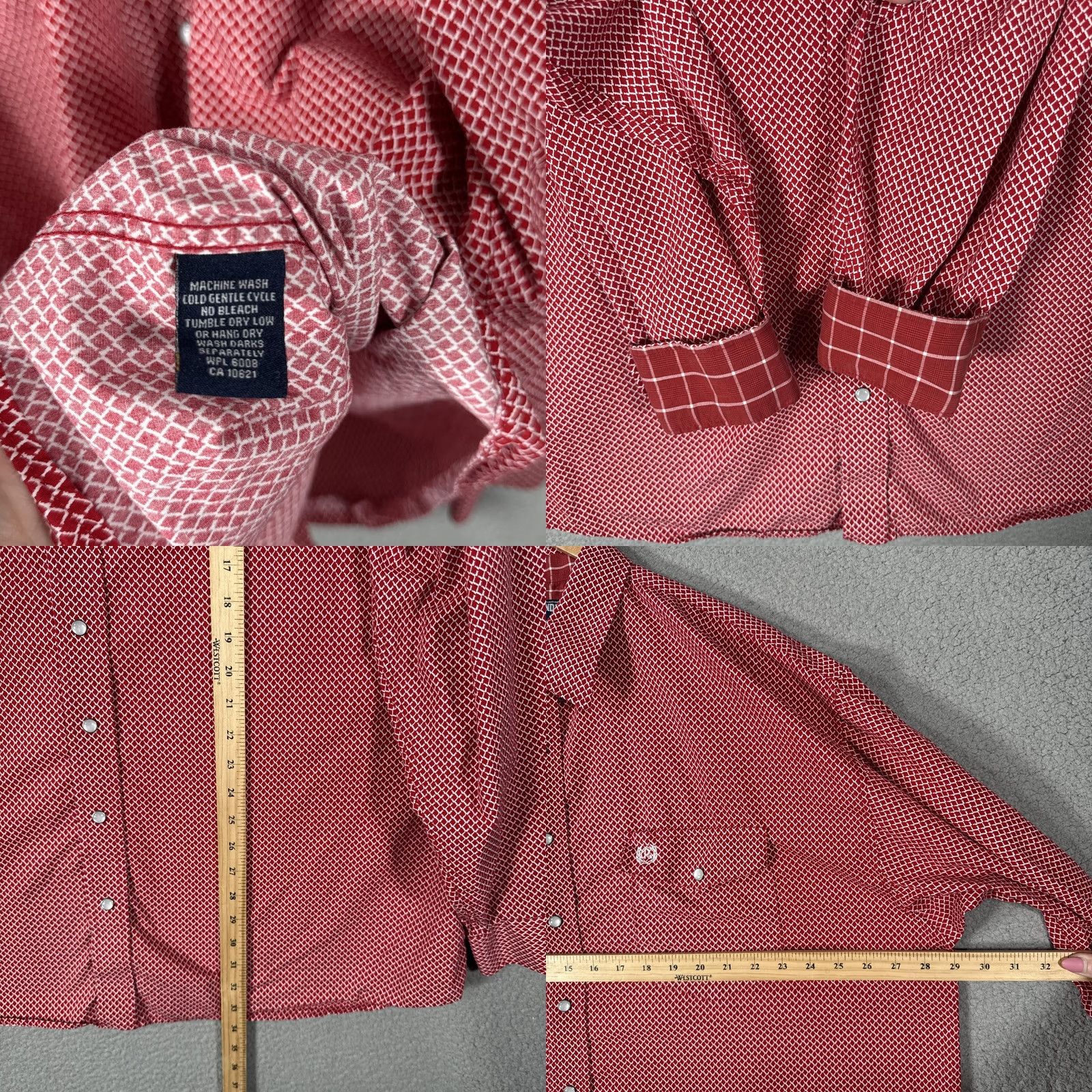 Vintage Panhandle Slim Western Pearl Snap Shirt Mens 2XLT Red Geometric Cowboy Size US XXL / EU 58 / 5 - 8 Thumbnail