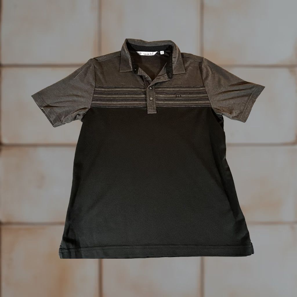 TravisMathew TravisMathew Polo Shirt Mens Medium Black Striped Chest Panel Pima Cotton Short Sleeve Golf Polo Shirt Size US M / EU 48-50 / 2 - 1 Thumbnail