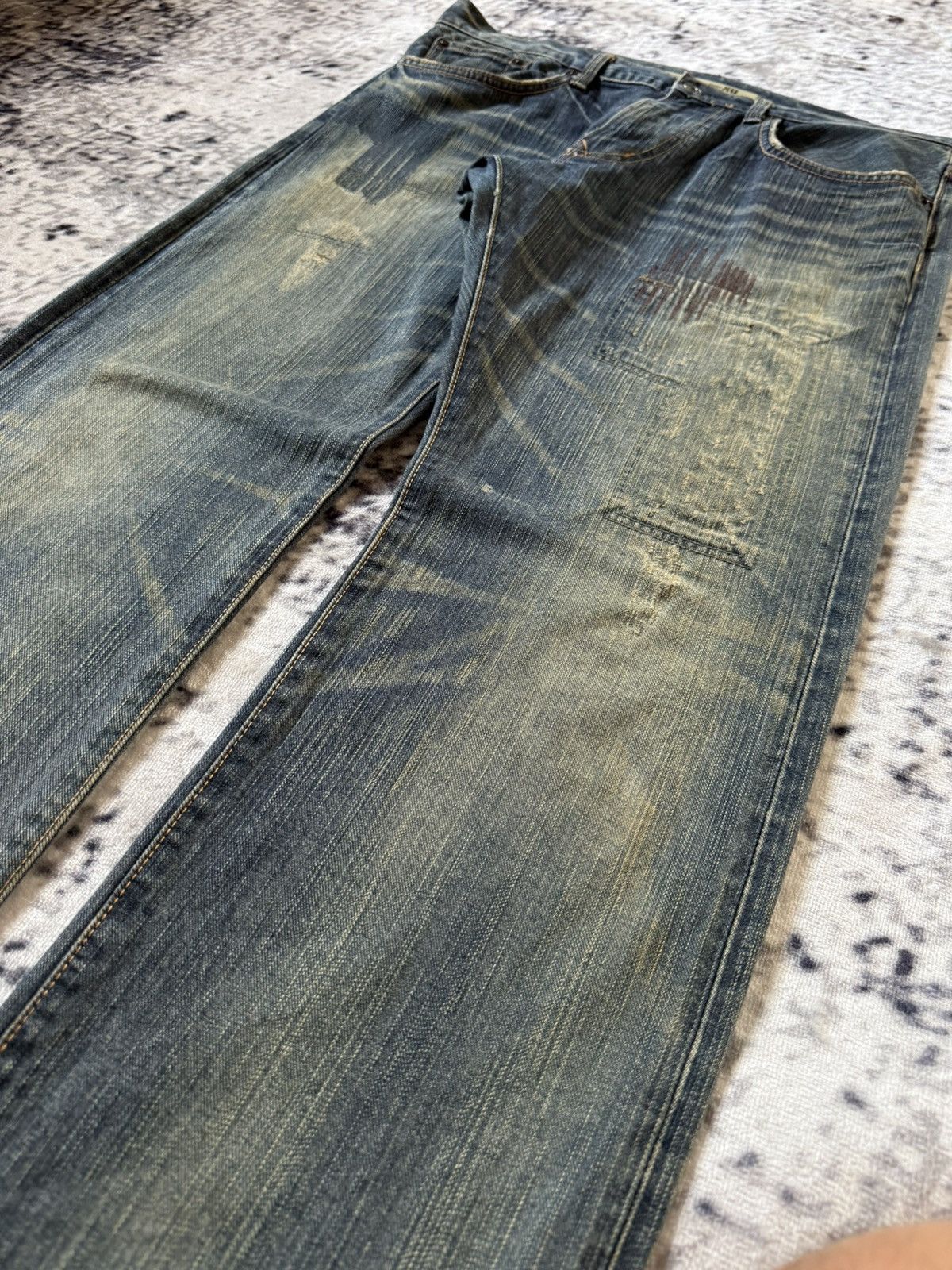 Japanese Brand Edwin XV Boro Repaired Heavy Stitch Mud Wash Jeans Size US 34 / EU 50 - 10 Thumbnail