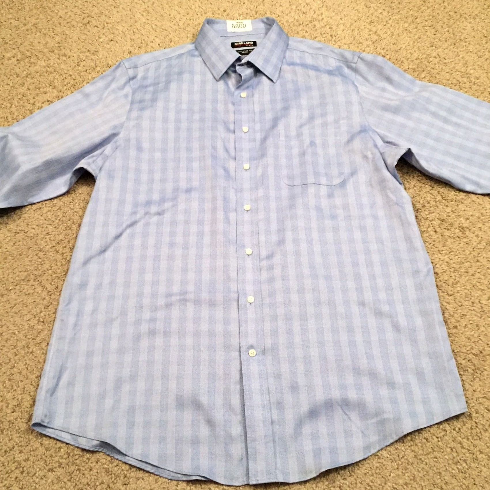 Vintage Kirkland Signature Shirt Mens 17.5 Blue Plaid Long Sleeve Button Up Tailored Fit Size US XXL / EU 58 / 5 - 5 Thumbnail