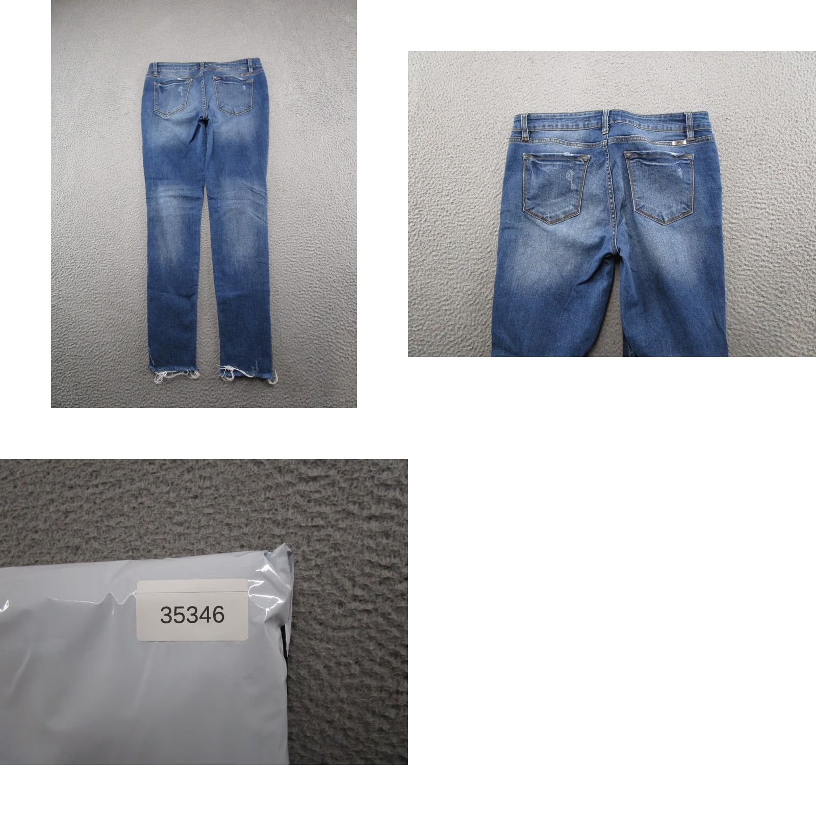 Vintage Kancan Jeans Women's Mid Rise Distressed Denim Raw Hem Stretch Blue Size 13/30 5-Pocket Jeans Womens Size 34" / US 12 / IT 48 - 9 Thumbnail