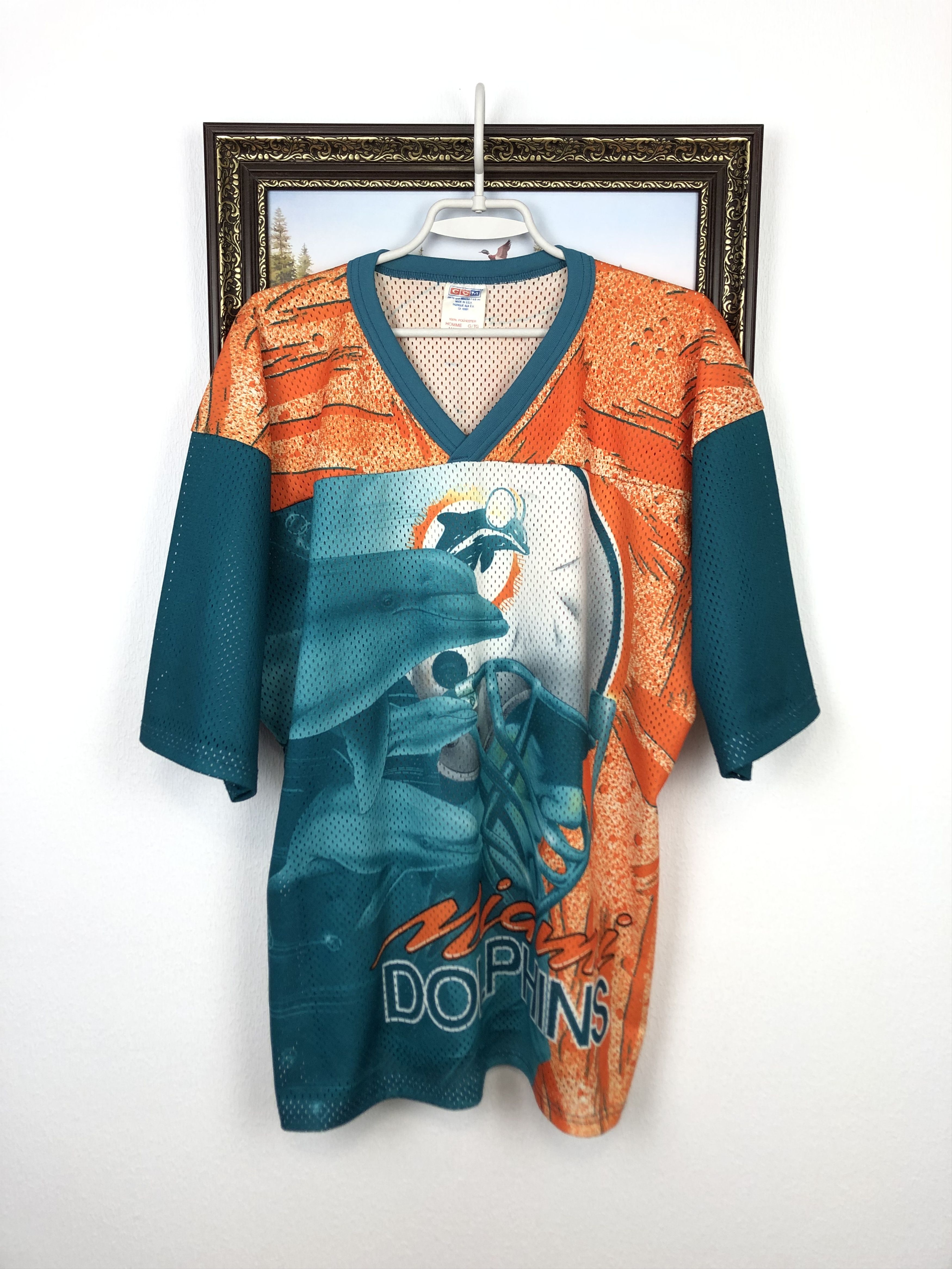 Ccm Vintage Miami Dolphins CCM Over Print Jersey Mens Shirt Size US XL / EU 56 / 4 - 1 Thumbnail