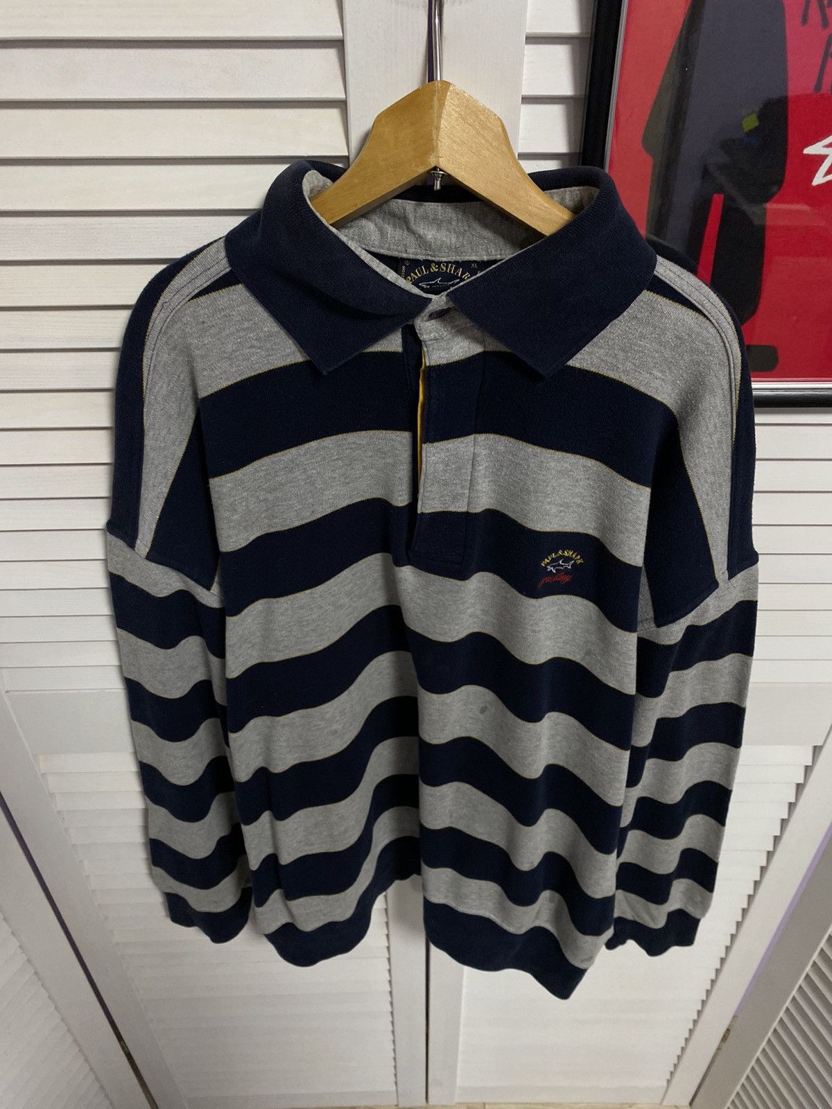 Paul & Shark × Vintage Vintage Longsleeve Rugby Shirts Paul Shark Yachting Striped Size US L / EU 52-54 / 3 - 4 Thumbnail