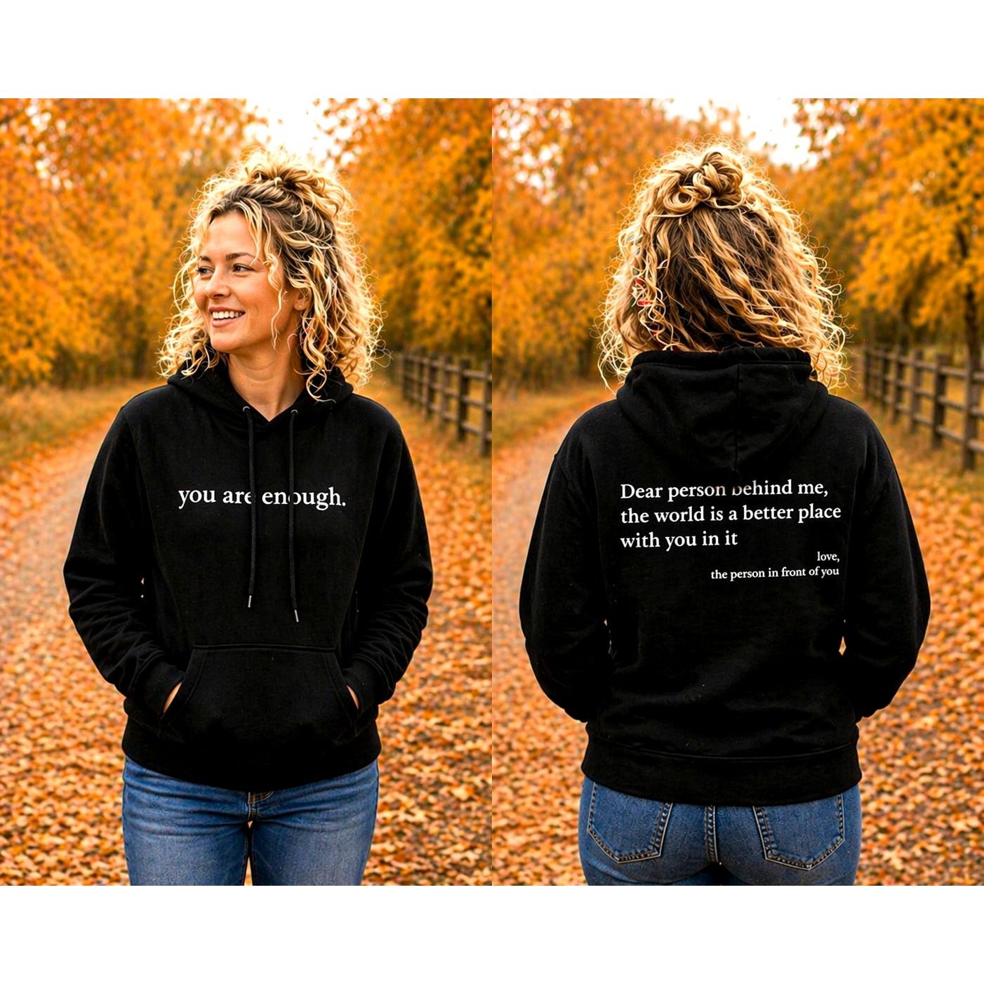 Other You Are Enough Sweatshirt Message on Back Black XL (12) Size XL / US 12-14 / IT 48-50 - 1 Thumbnail
