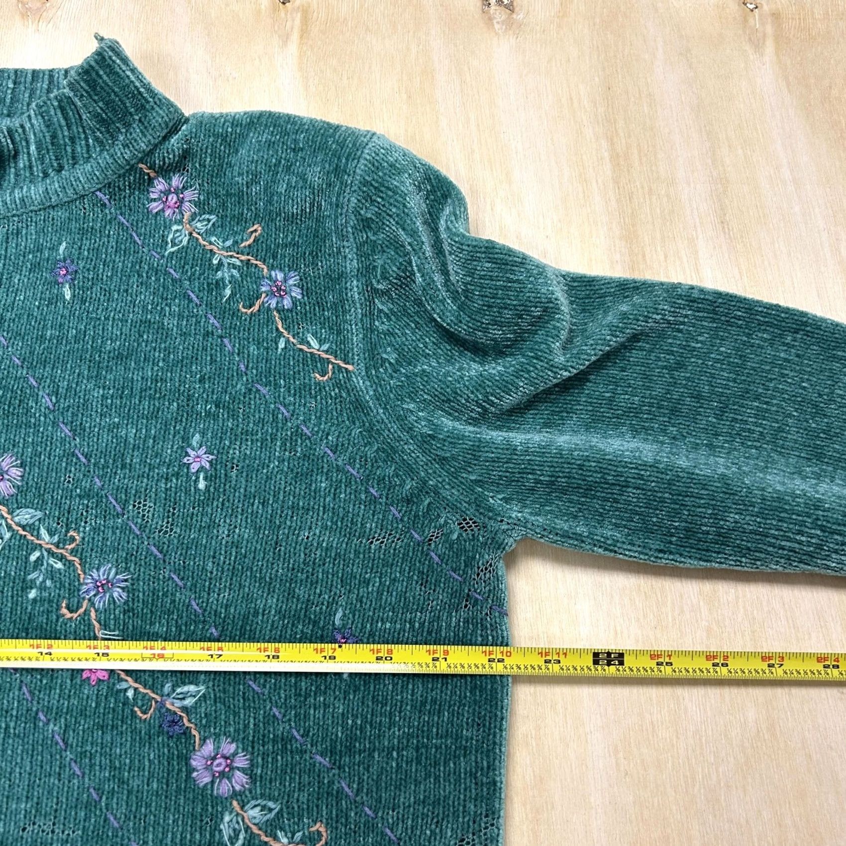 Vintage VINTAGE Alfred Dunner Sweater Womens Large Green Mock Neck Floral Embroidered Size L / US 10 / IT 46 - 5 Thumbnail