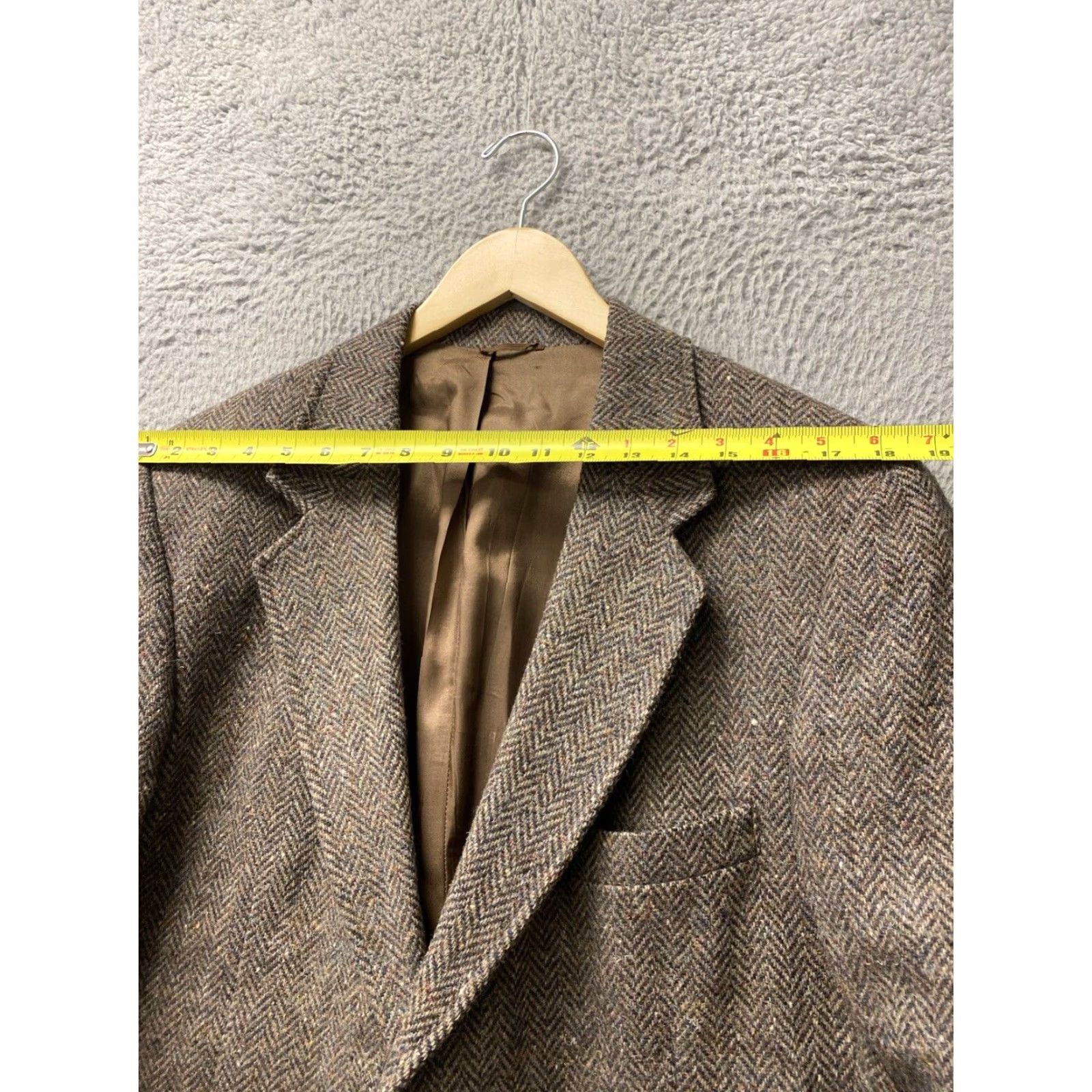 Levi's VINTAGE Levi Strauss Blazer 44 Brown Herringbone Wool Classic Tuxedo Mid-Length Mens Size 44R - 5 Thumbnail