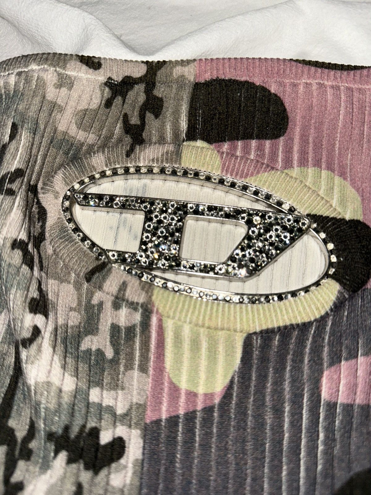 Diesel Camouflage-print Ribbed-knit Bandeau In Grau Size XS / US 0-2 / IT 36-38 - 2 Thumbnail