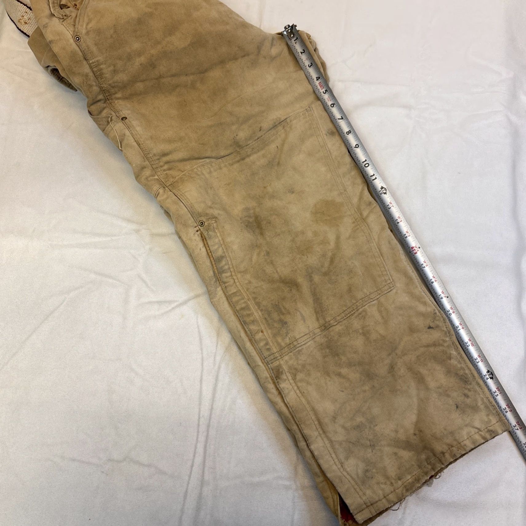 Carhartt VINTAGE Carhartt Dungarees Trousers Overalls Men 40 x 27 Tan Brown Quilted Duck Bib Double Knee 90s Grunge USA Mens Size US 40 / EU 56 - 7 Thumbnail