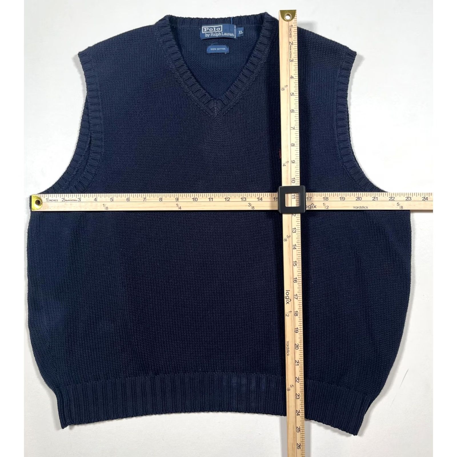 Polo Ralph Lauren VINTAGE Polo Ralph Lauren Sweater Vest Mens XL Navy Blue V-Neck Cotton Knit Pony Logo Size US XL / EU 56 / 4 - 6 Thumbnail